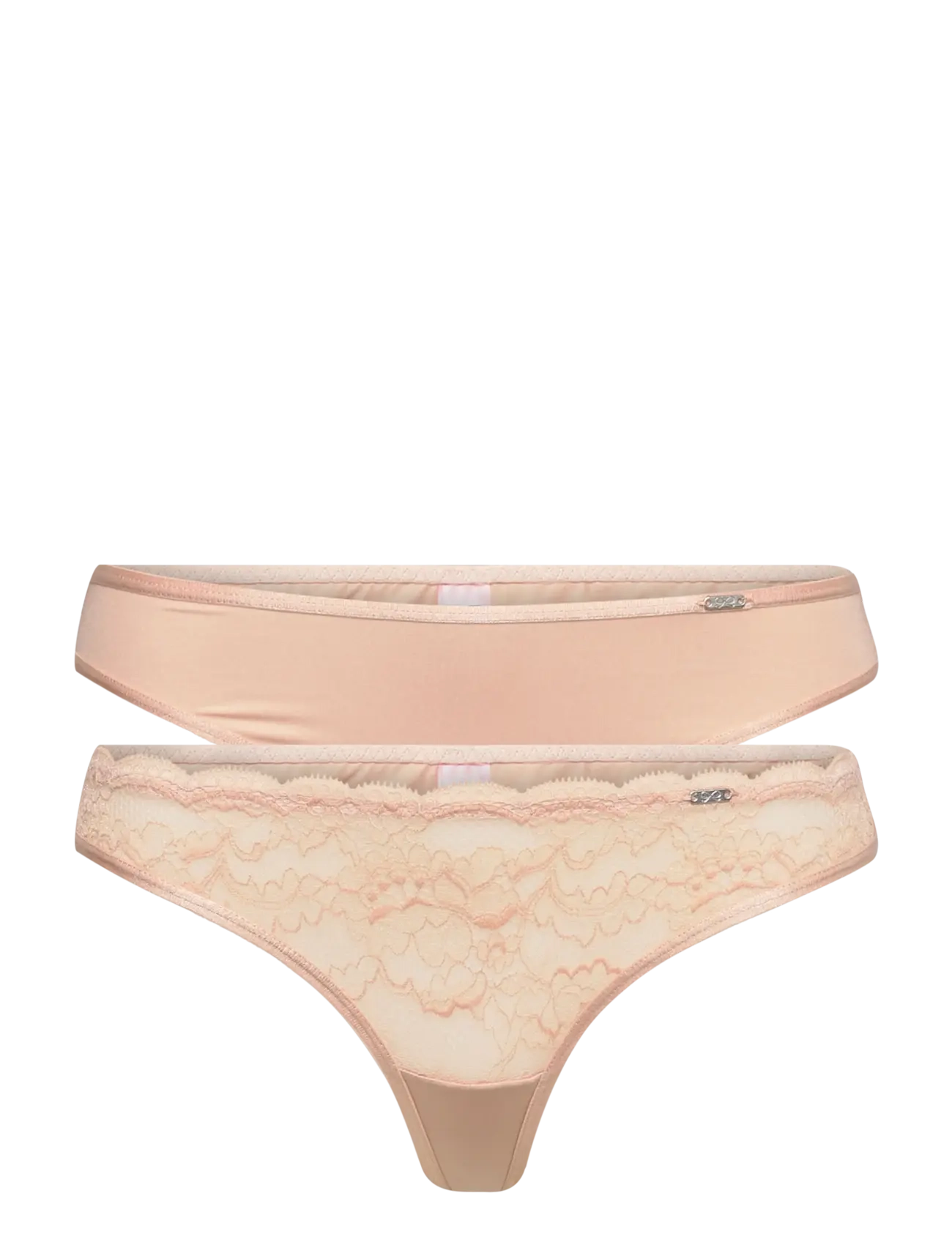 Hunkemöller 2-pack Angie string - Kampagne - RUGBY TAN / pink/rose