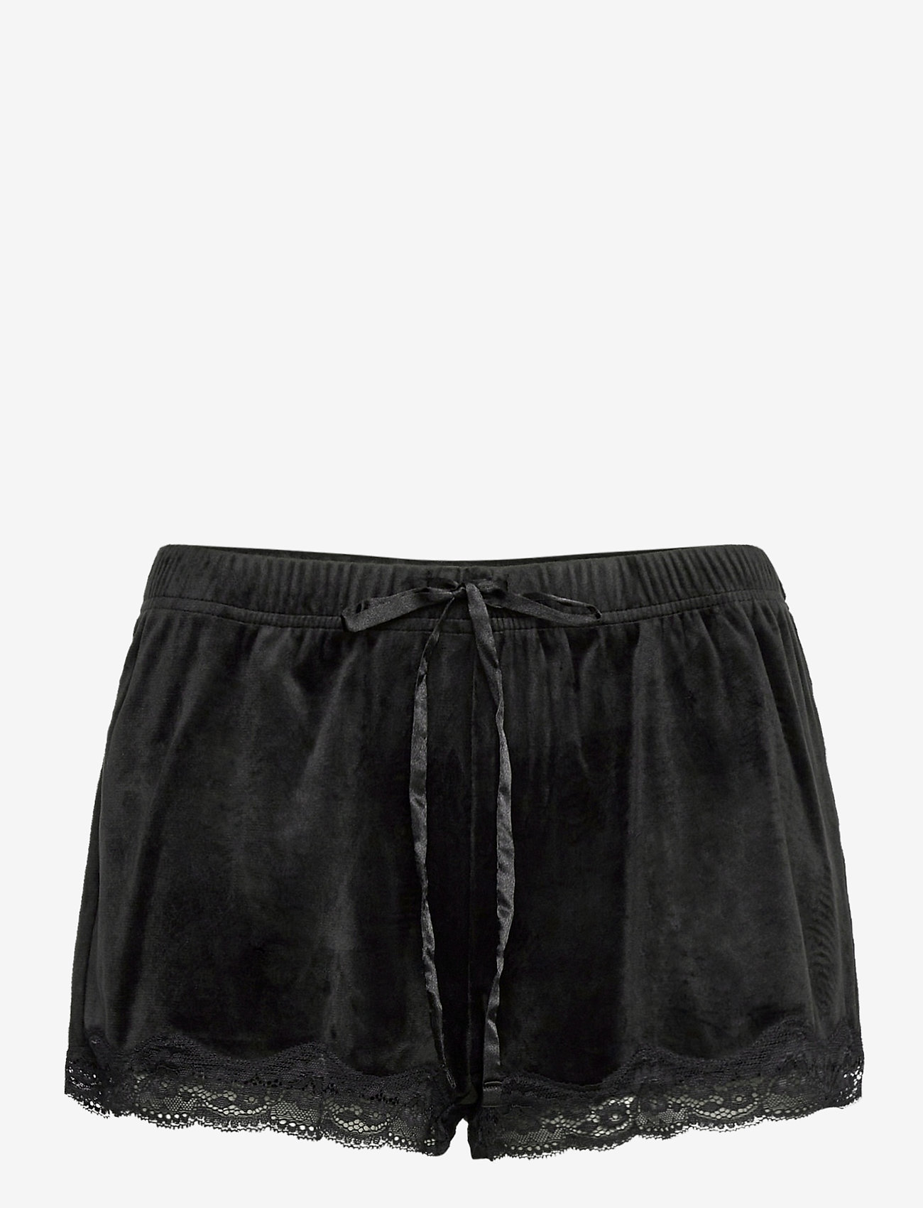 Hunkemöller - Short Velours Scallop Lace - natshorts - black - 1