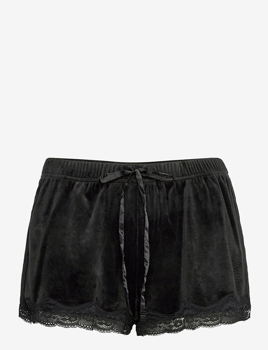 Hunkemöller - Short Velours Scallop Lace - shorts - black - 1