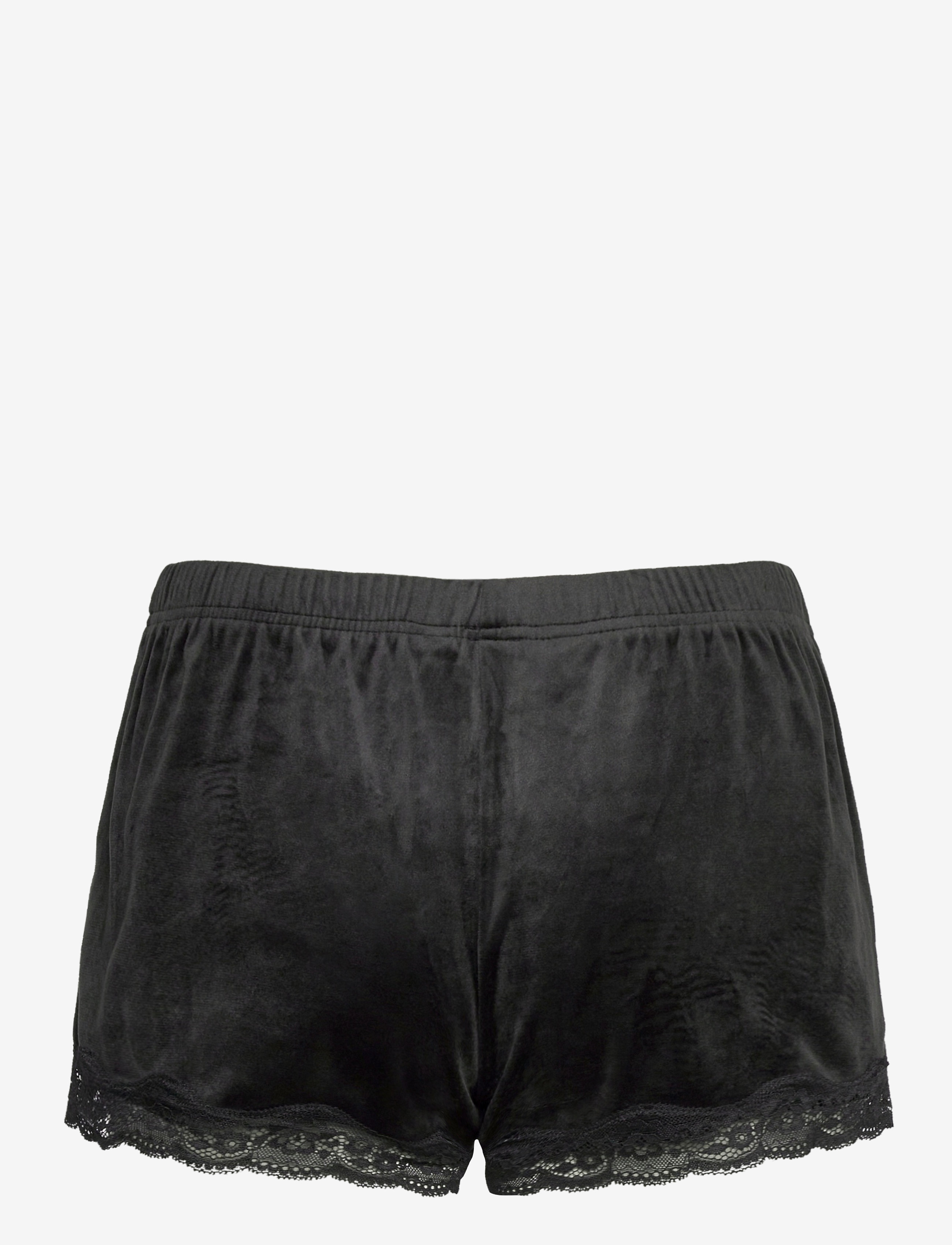 Hunkemöller - Short Velours Scallop Lace - natshorts - black - 2