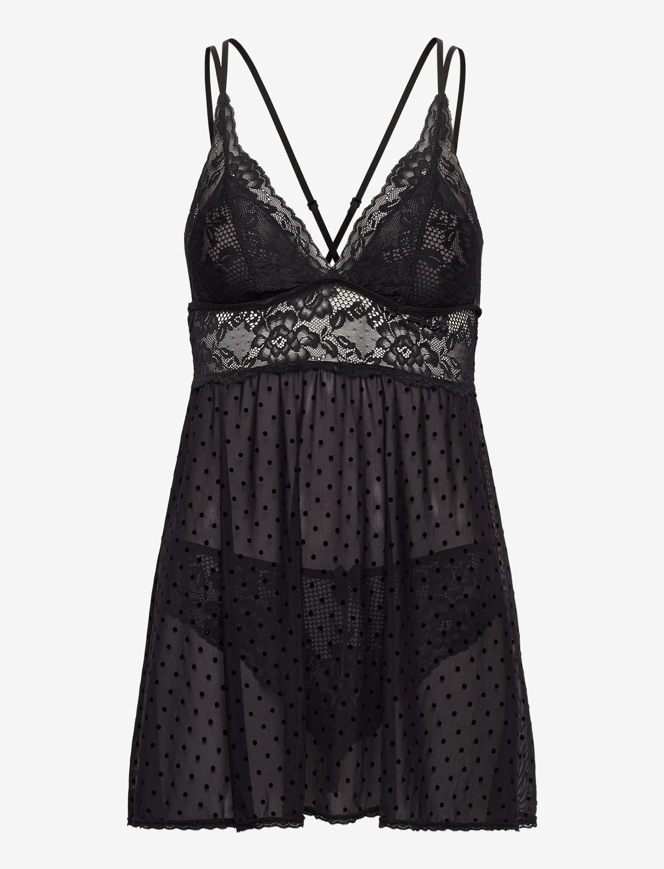 Hunkemöller - BD Dot Mesh Lace Beatriz - nachthemden - black - 1