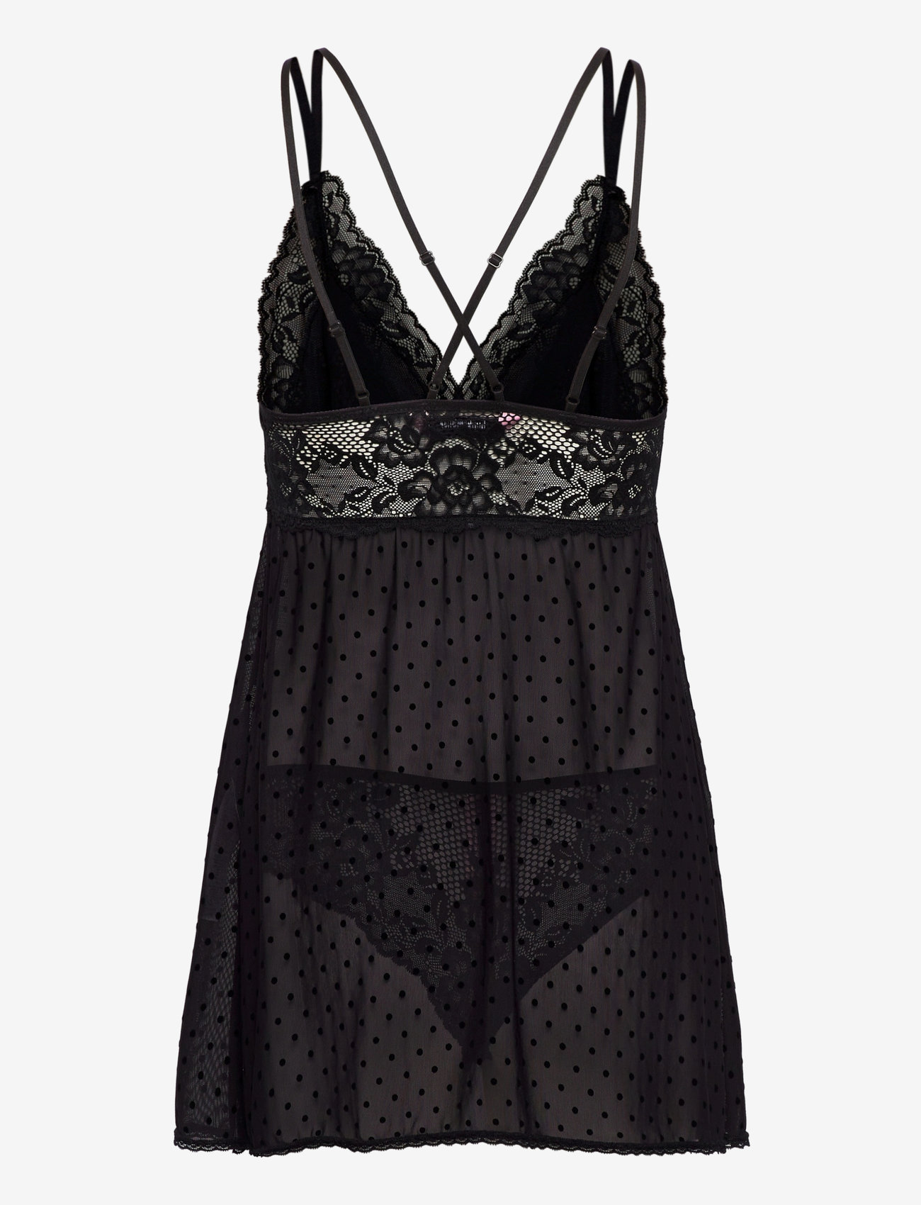 Hunkemöller - BD Dot Mesh Lace Beatriz - nachthemden - black - 2