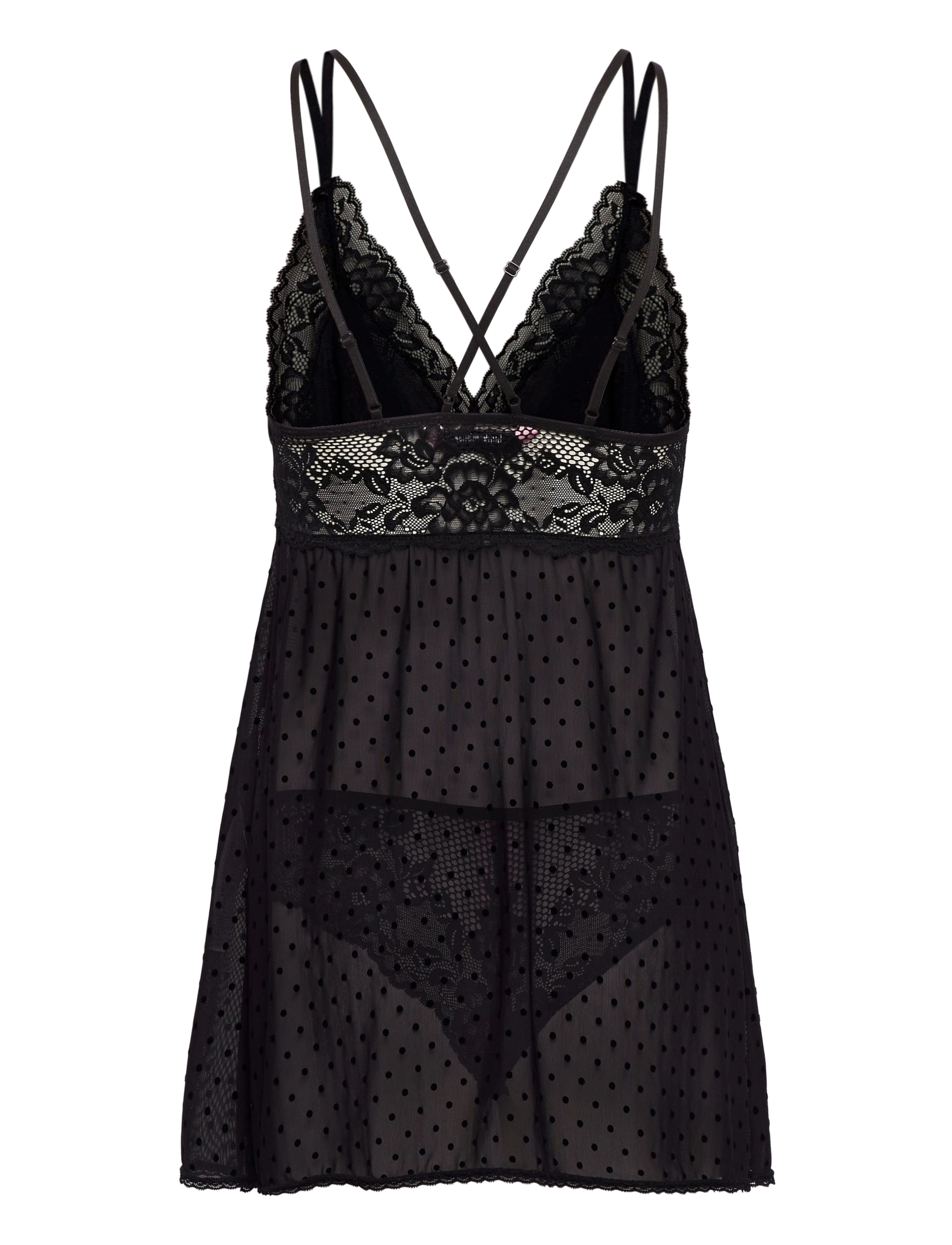 Hunkemöller - BD Dot Mesh Lace Beatriz - nattlinnen - black - 2