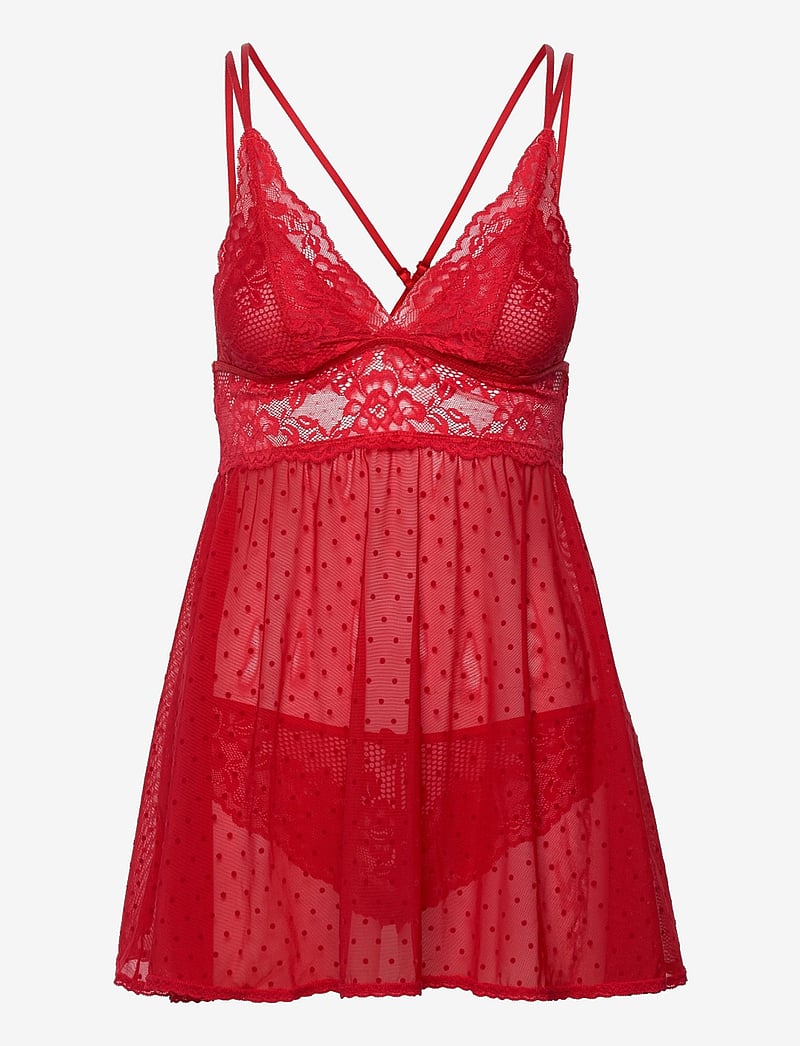 Hunkemöller - BD Dot Mesh Lace Beatriz - nachthemden - tango red - 1