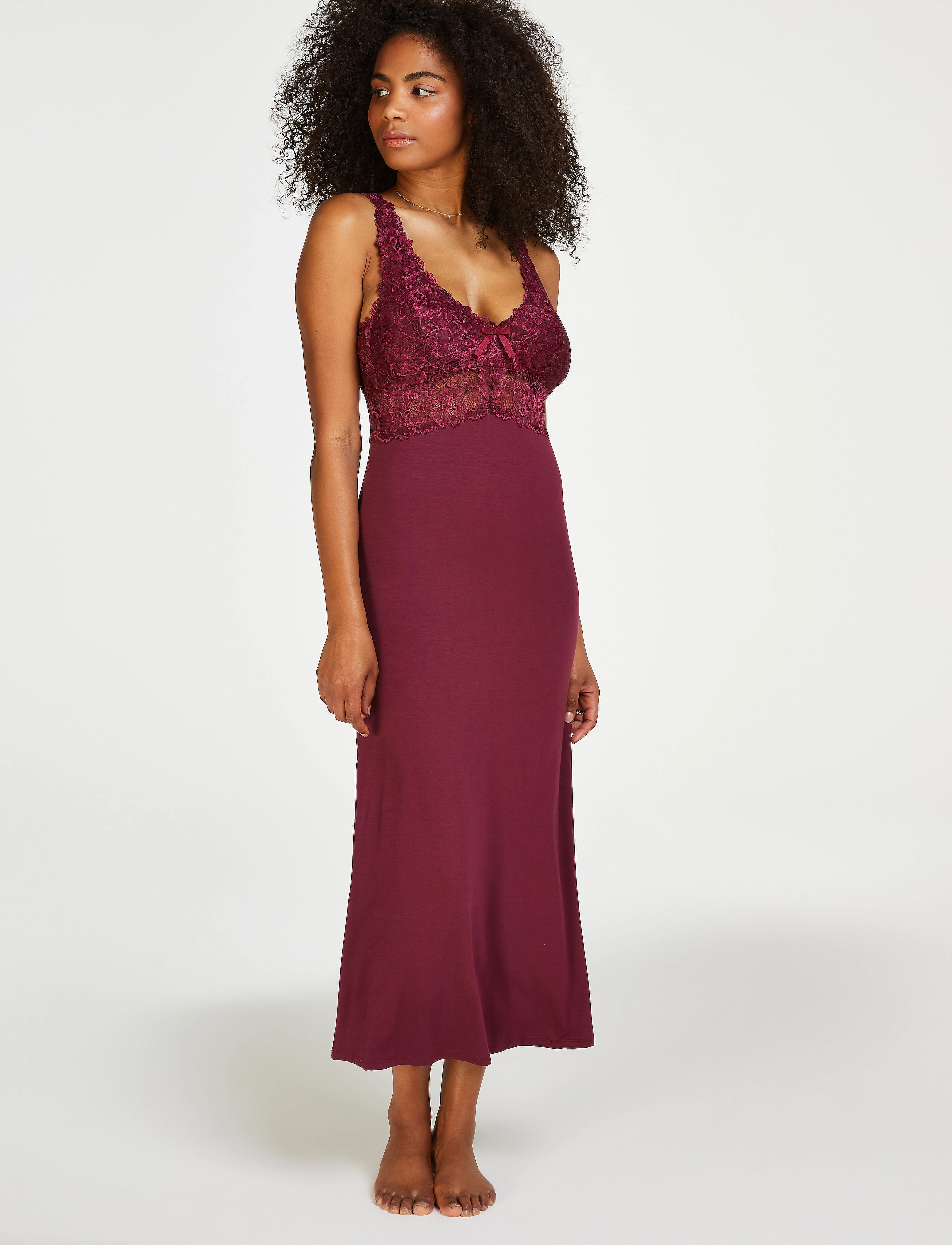 Hunkemöller - SD Nora Lace Long - windsor wine - 2
