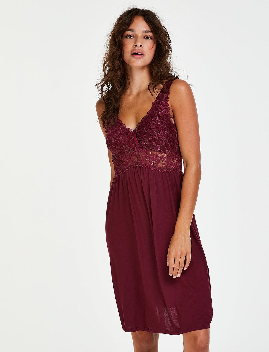 Hunkemöller - SD NORA LACE - nachthemden - windsor wine - 3