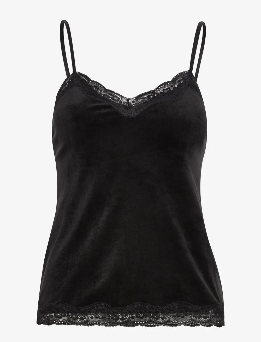 Hunkemöller - CAMI VELOURS SCALLOP LACE - overdele - black - 1