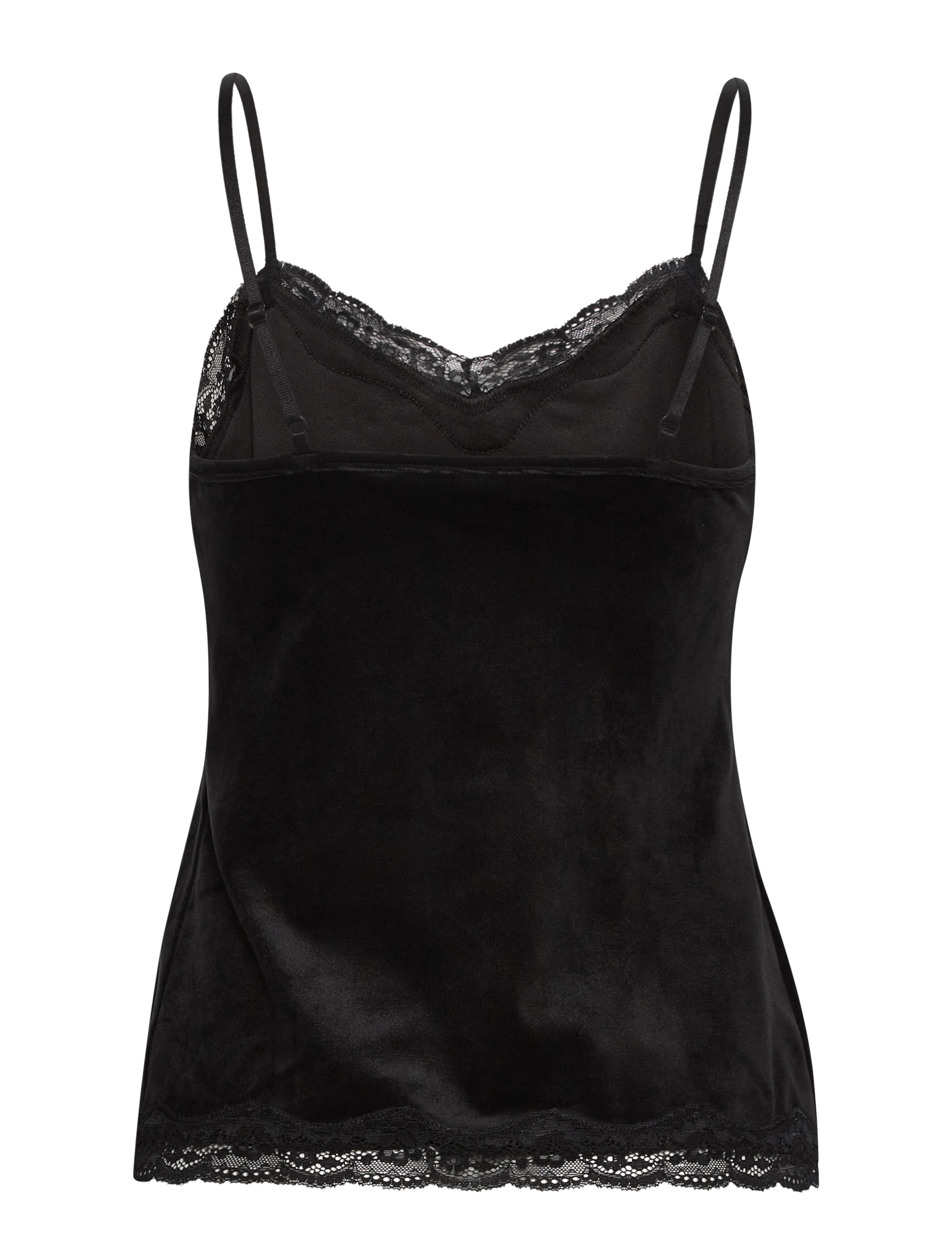 Hunkemöller - Cami Velours Scallop Lace - oberteile - black - 2
