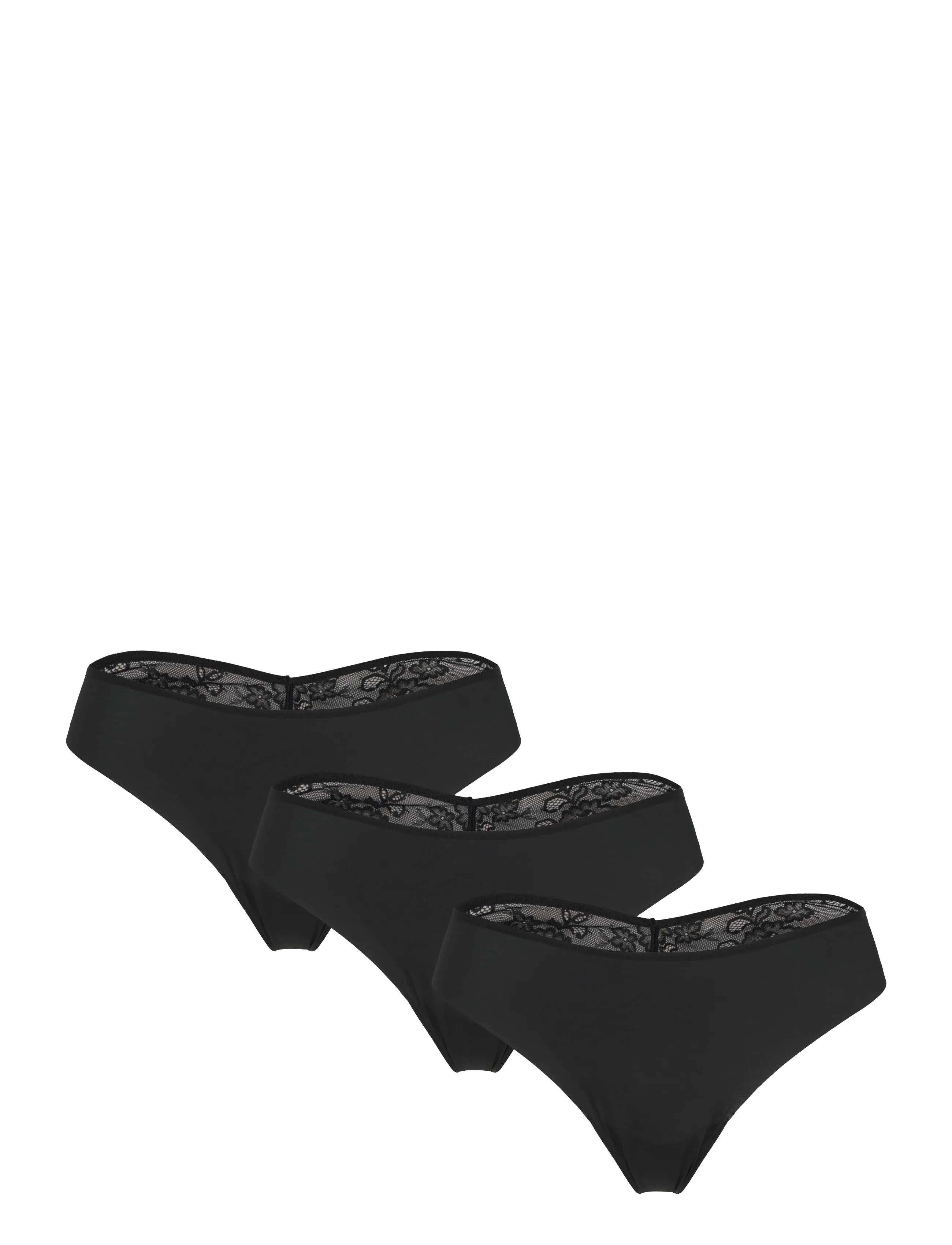 Hunkemöller 3-pack Invisible Thong - Basics - CAVIAR / black
