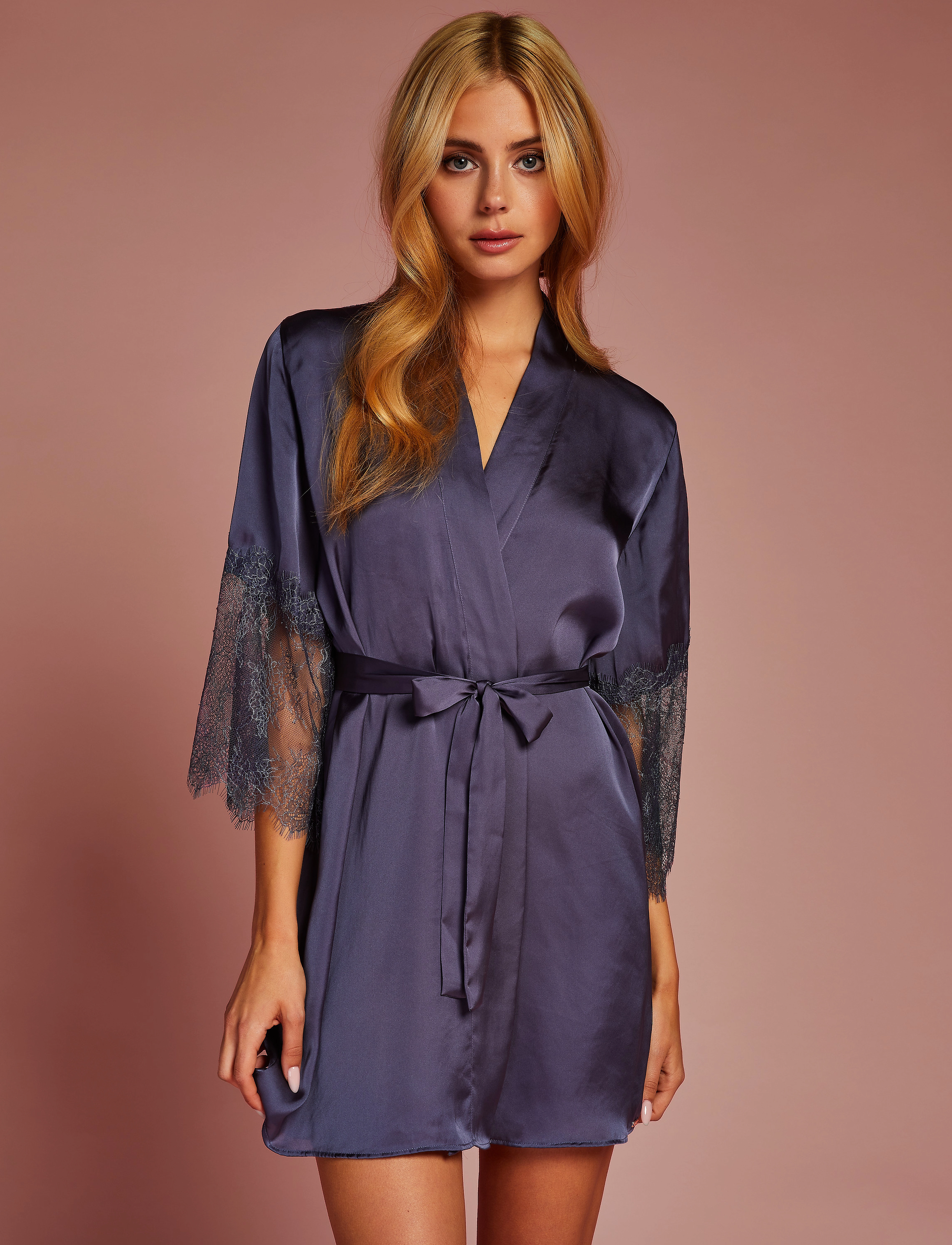 Hunkemöller - Kimono Satin Lily - nightshadow blue - 2