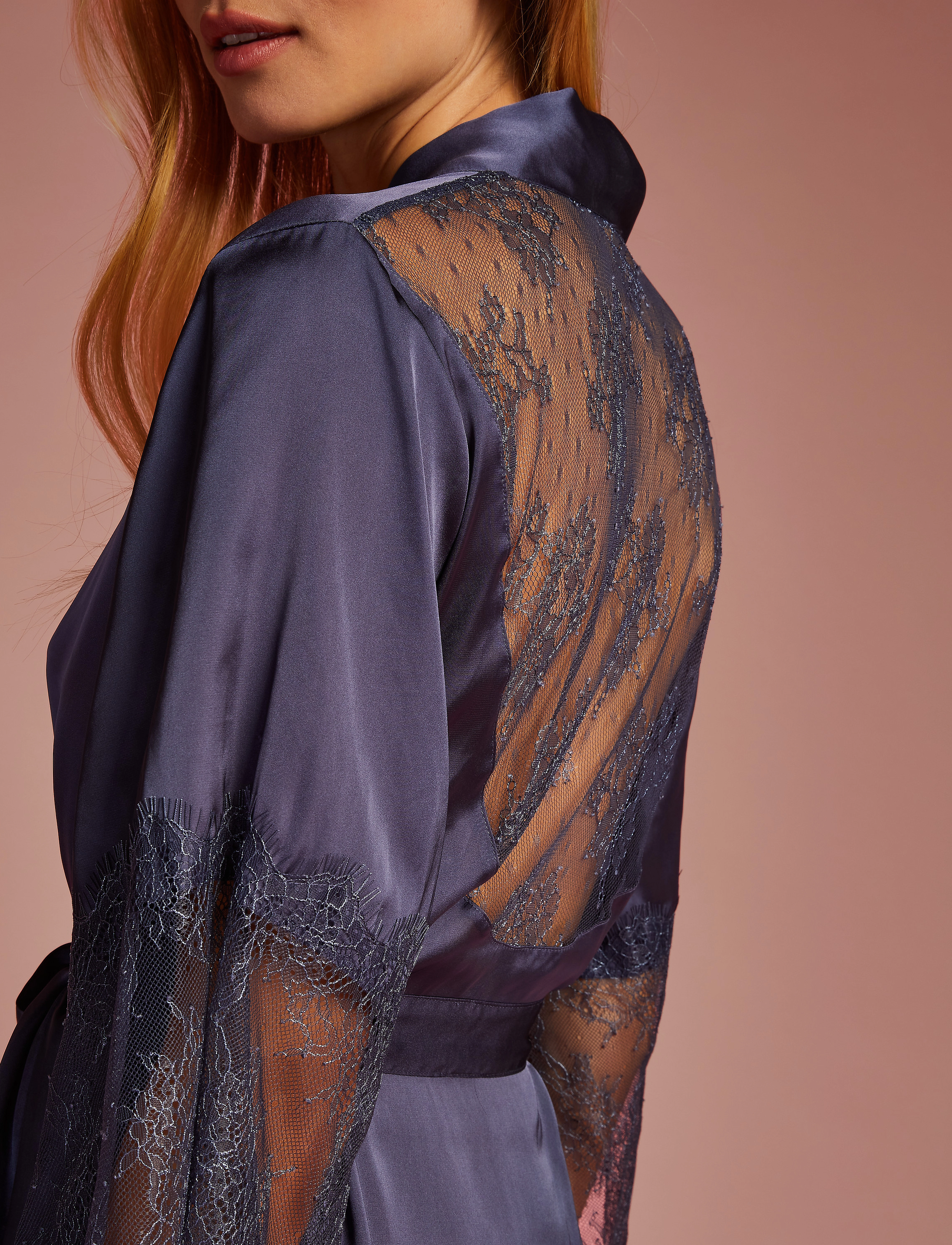 Hunkemöller - Kimono Satin Lily - nightshadow blue - 4