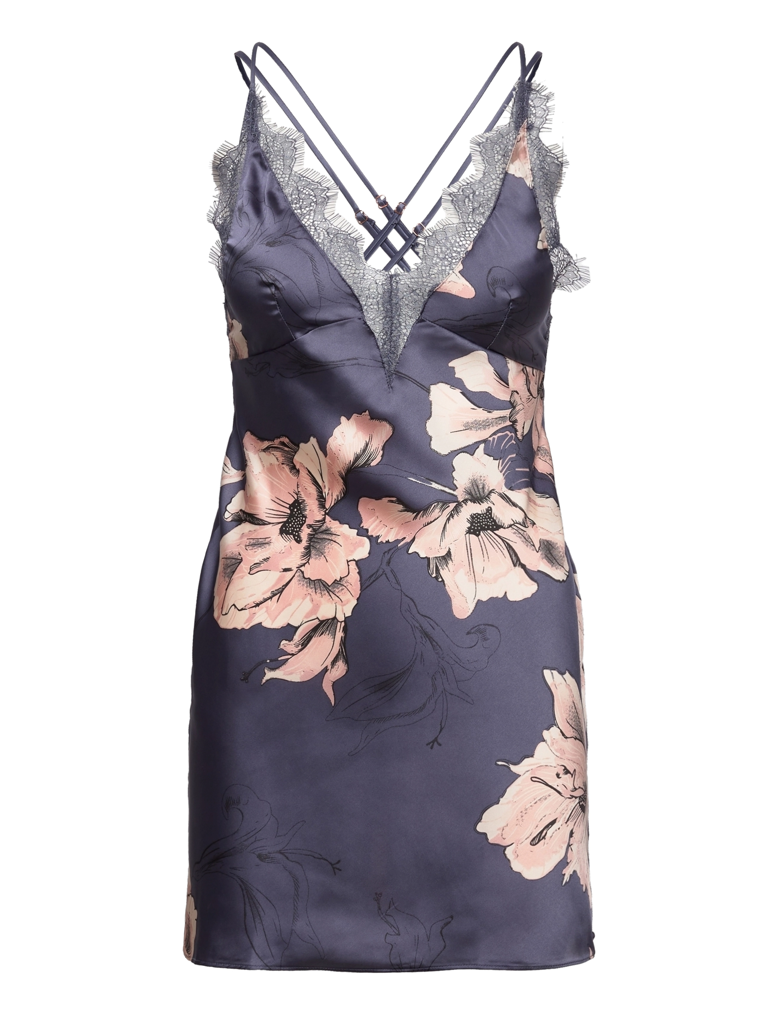 Hunkemöller - SD Satin Lily Bloom - nightshadow blue - 0