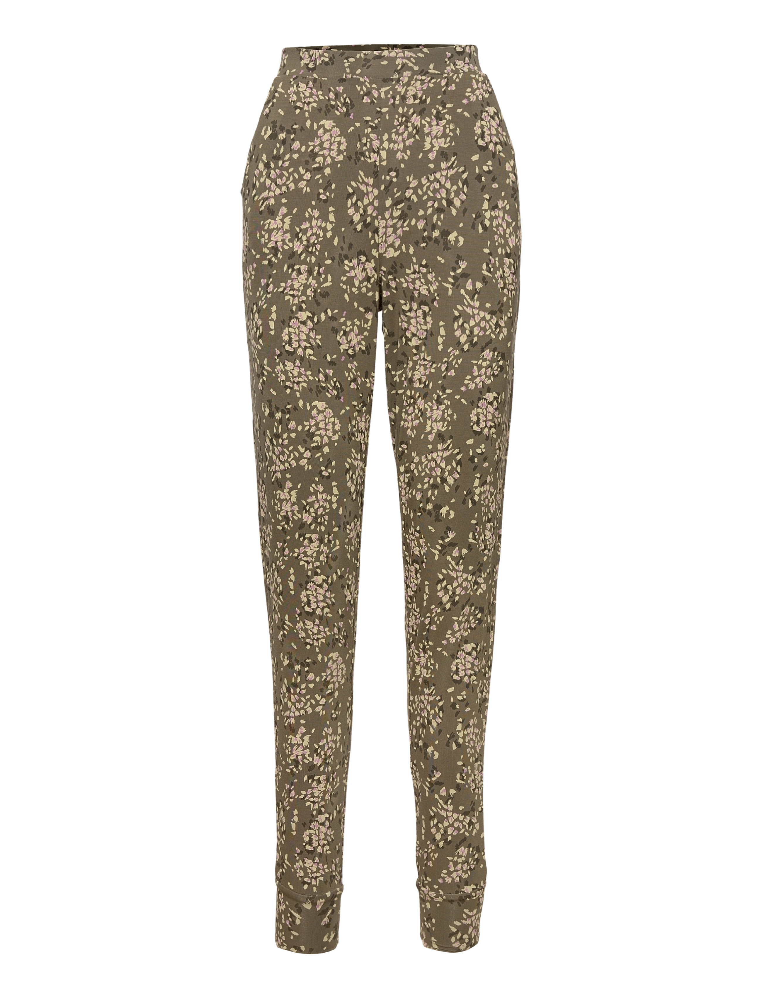 Hunkemöller - PJ Pant LS V-Neck Lace Speckle Leopard - grape leaf - 2