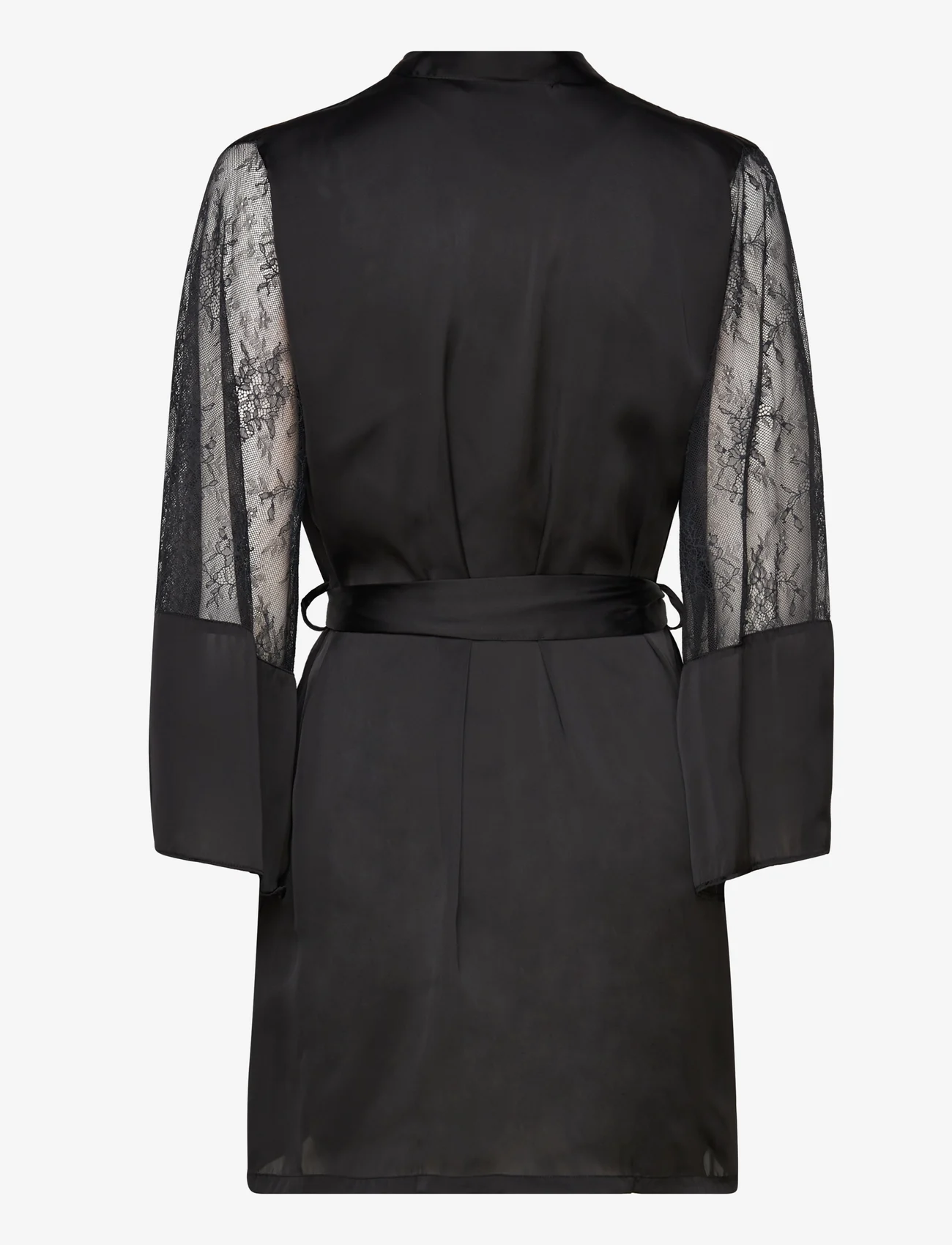 Hunkemöller - Kimono Satin Lace Sleeve - födelsedagspresenter - black - 1
