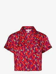 Hunkemöller - Jacket SS Satin Boxy Peppers - short-sleeved blouses - magenta purple - 0