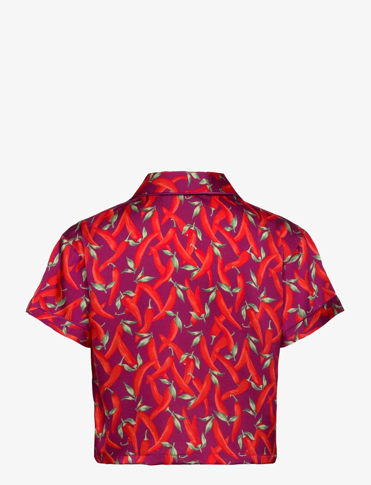 Hunkemöller - Jacket SS Satin Boxy Peppers - blouses korte mouwen - magenta purple - 1