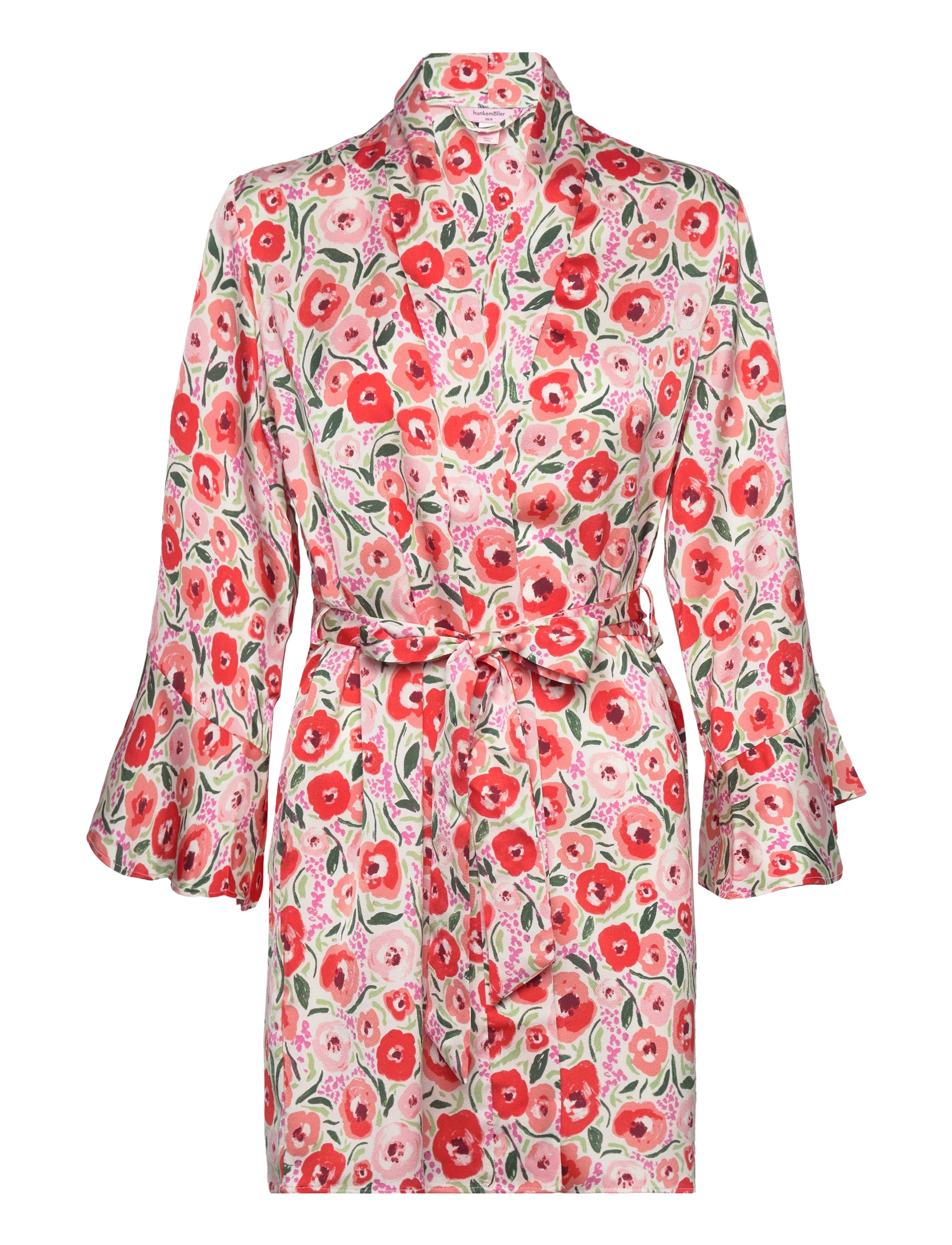 HUNKEMÖLLER Kimono Satin Funky Floral Rot - XXS/XXS - Damen