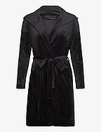 Robe Short Velours Hood - BLACK