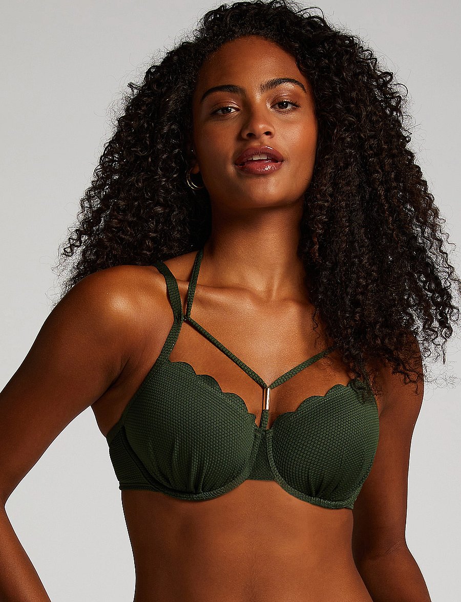 Hunkemöller - Scallop pd - bikini-oberteile mit bügel - khaki - 0
