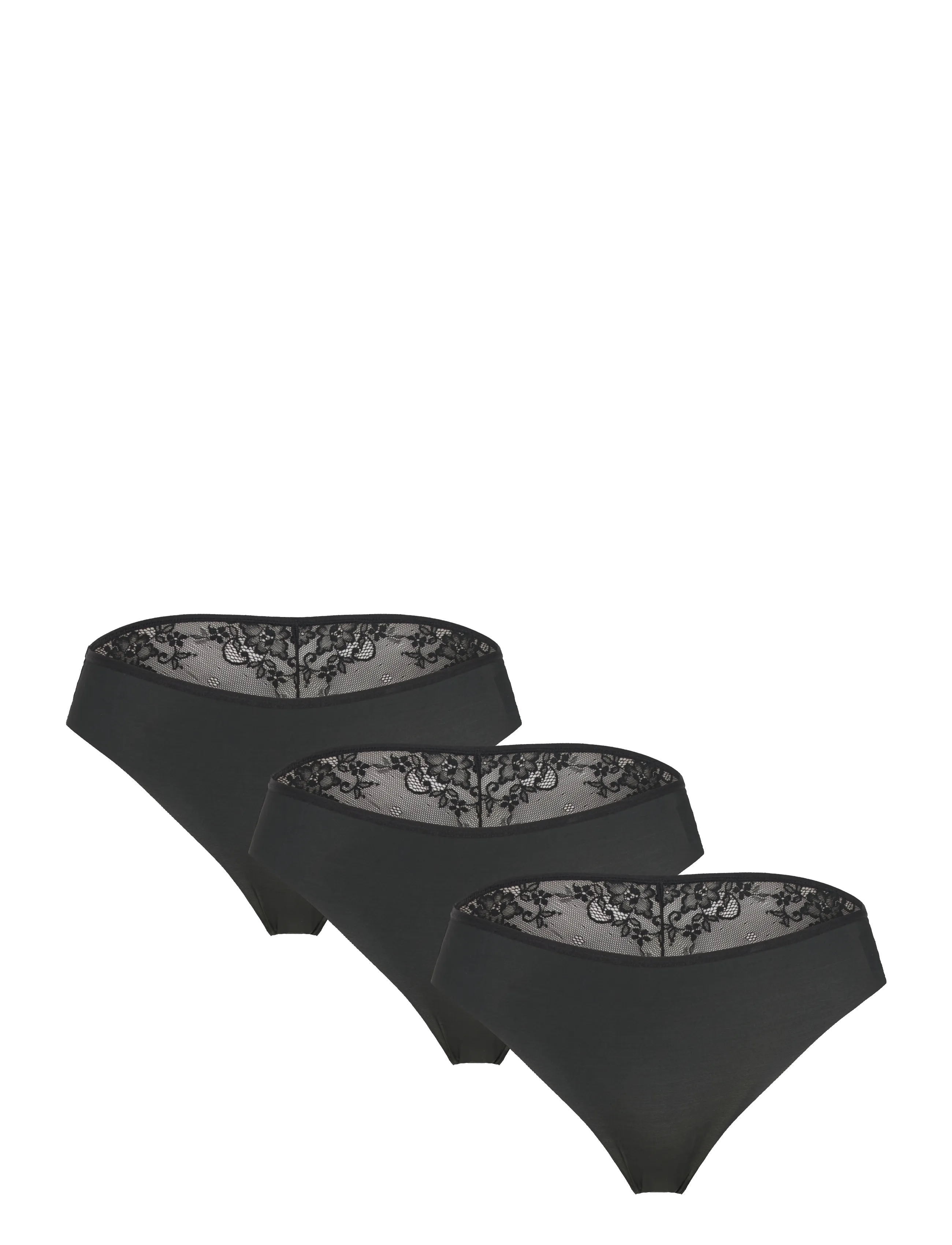 3-pack Invisible Brasilian Lace Back - BLACK