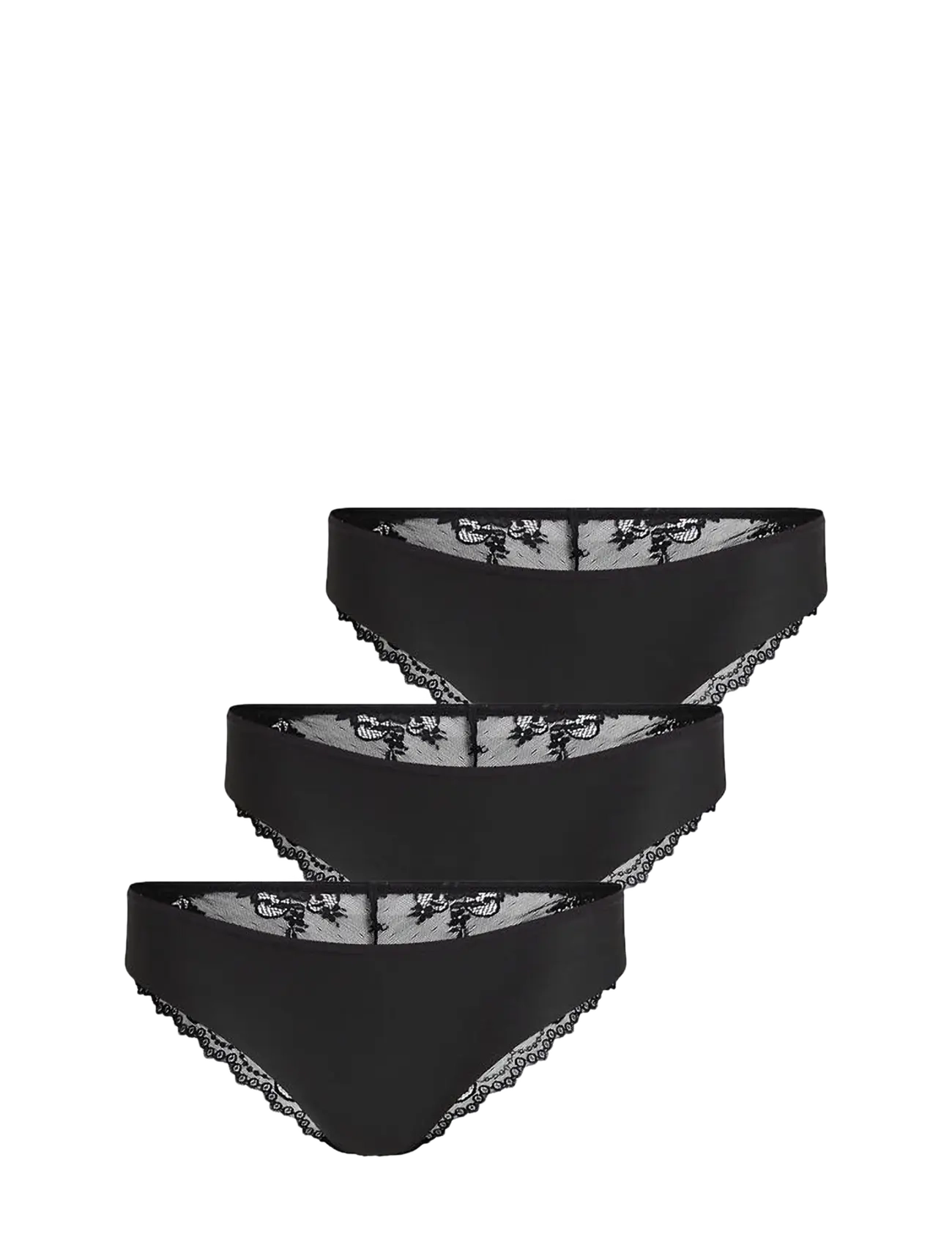 Hunkemöller 3-pack Invisible Brasilian Lace Back - Brazilian panties - BLACK / black