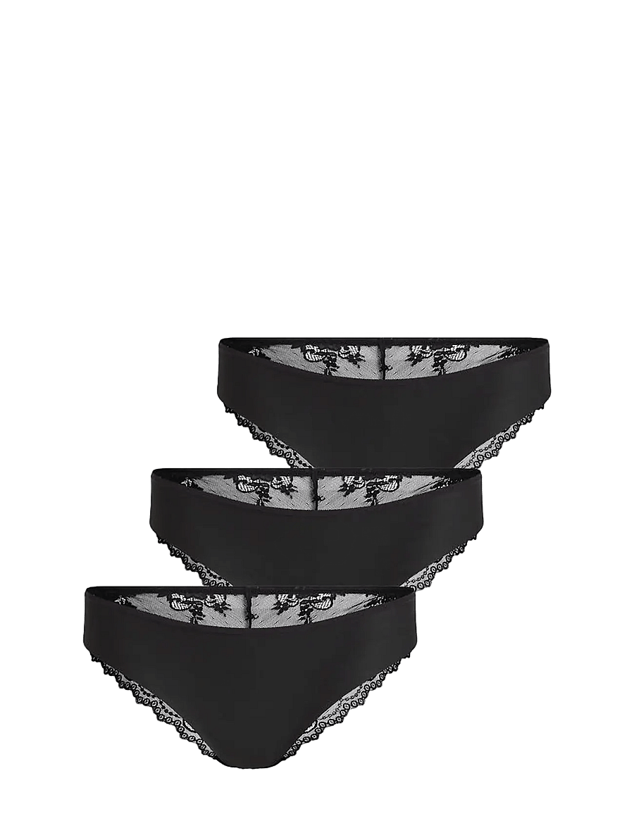 Hunkemöller - 3-pack Invisible Brasilian Lace Back - brazilian slips - black - 1