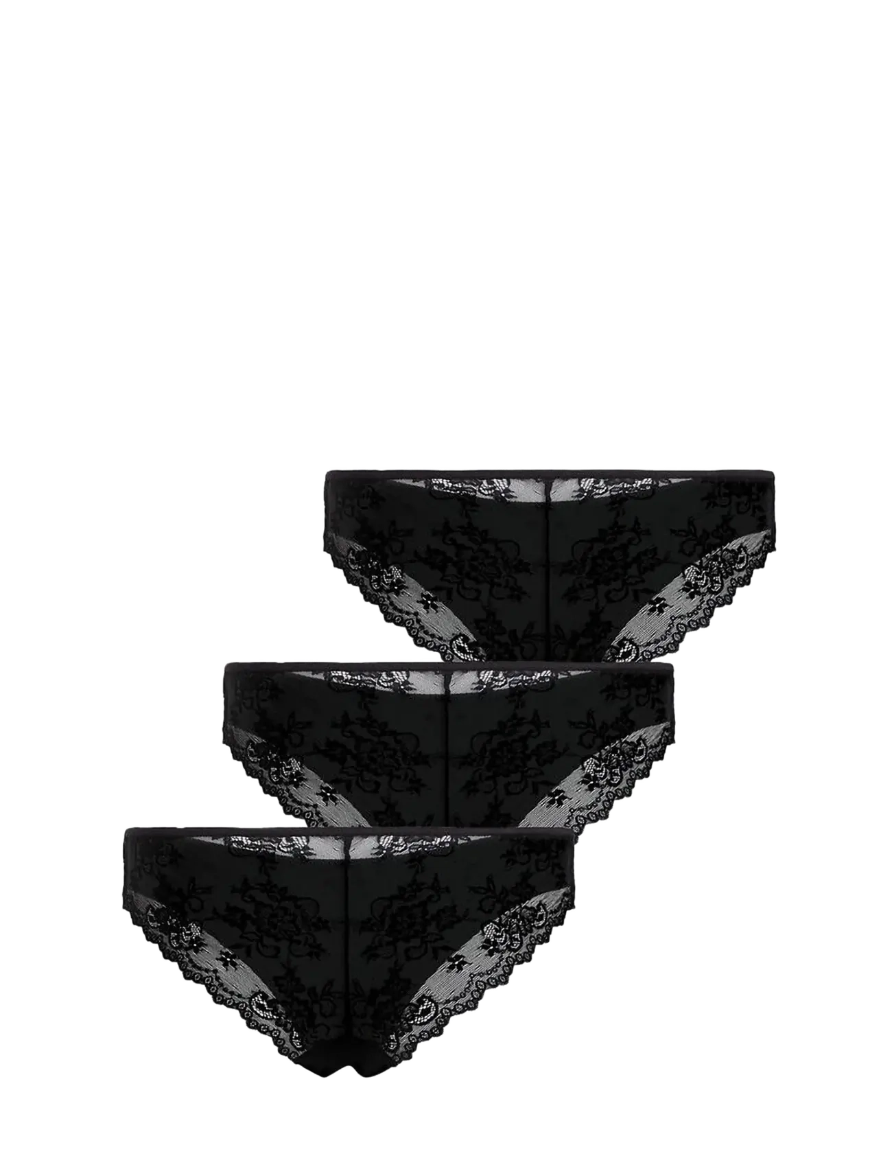 Hunkemöller - 3-pack Invisible Brasilian Lace Back - madalaimad hinnad - black - 3
