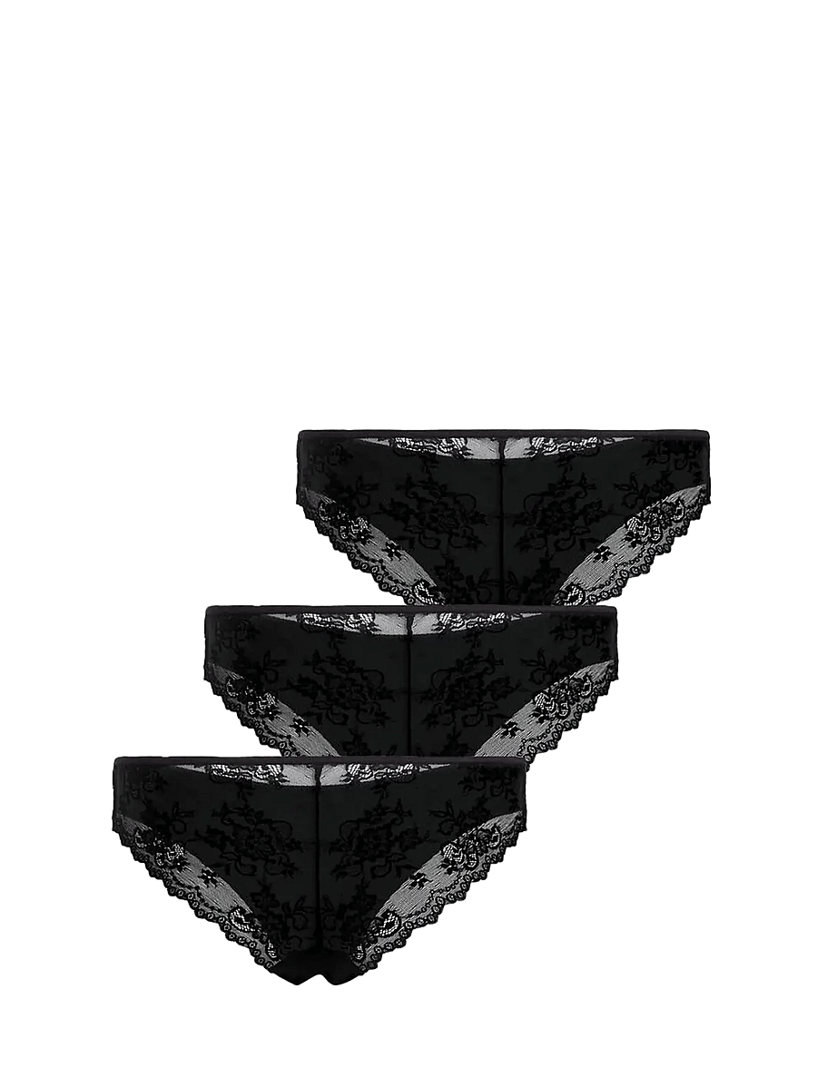 Hunkemöller - 3-pack Invisible Brasilian Lace Back - brazilian slips - black - 3
