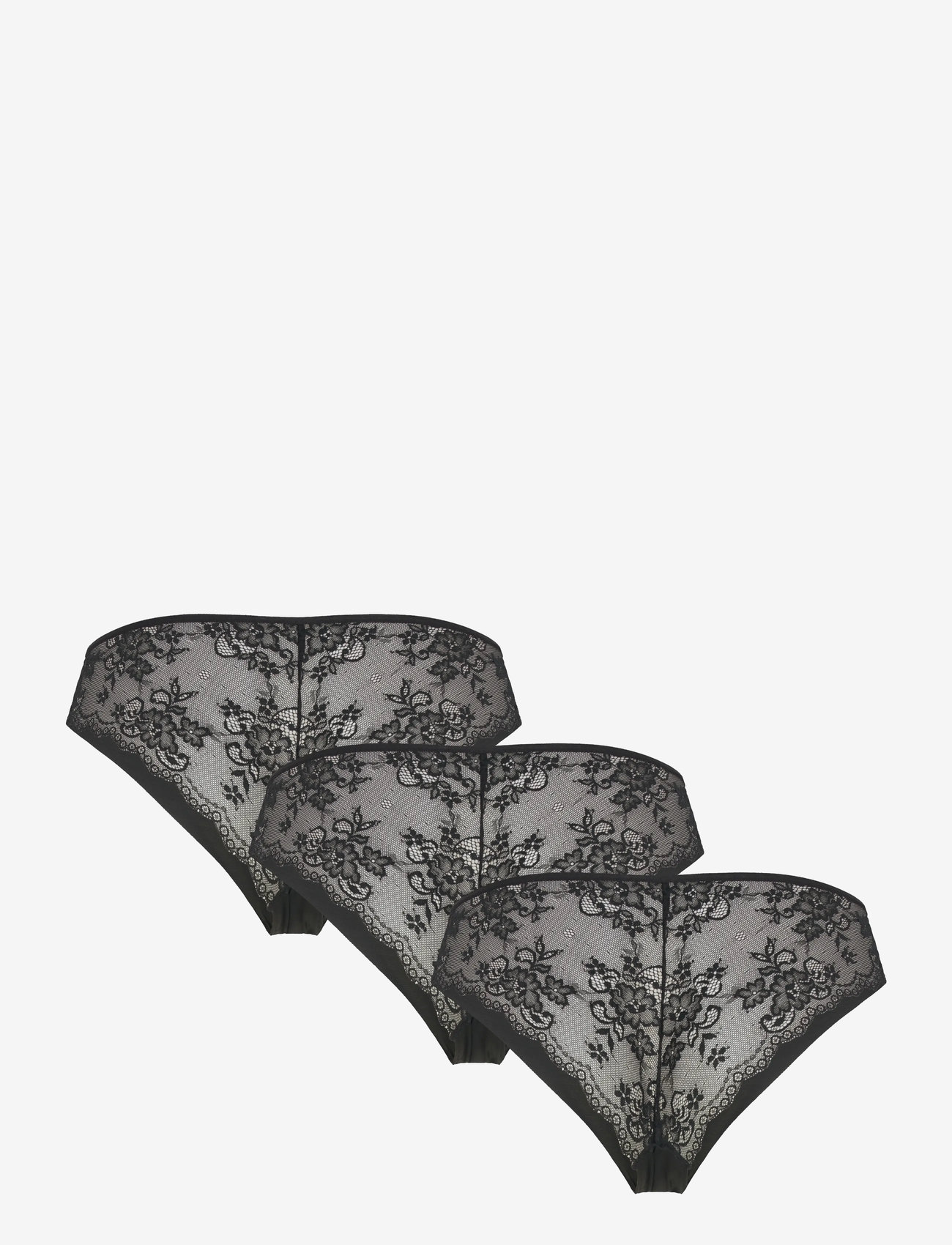 Hunkemöller - 3-pack Invisible Brasilian Lace Back - julegaver under 300kr - black - 2