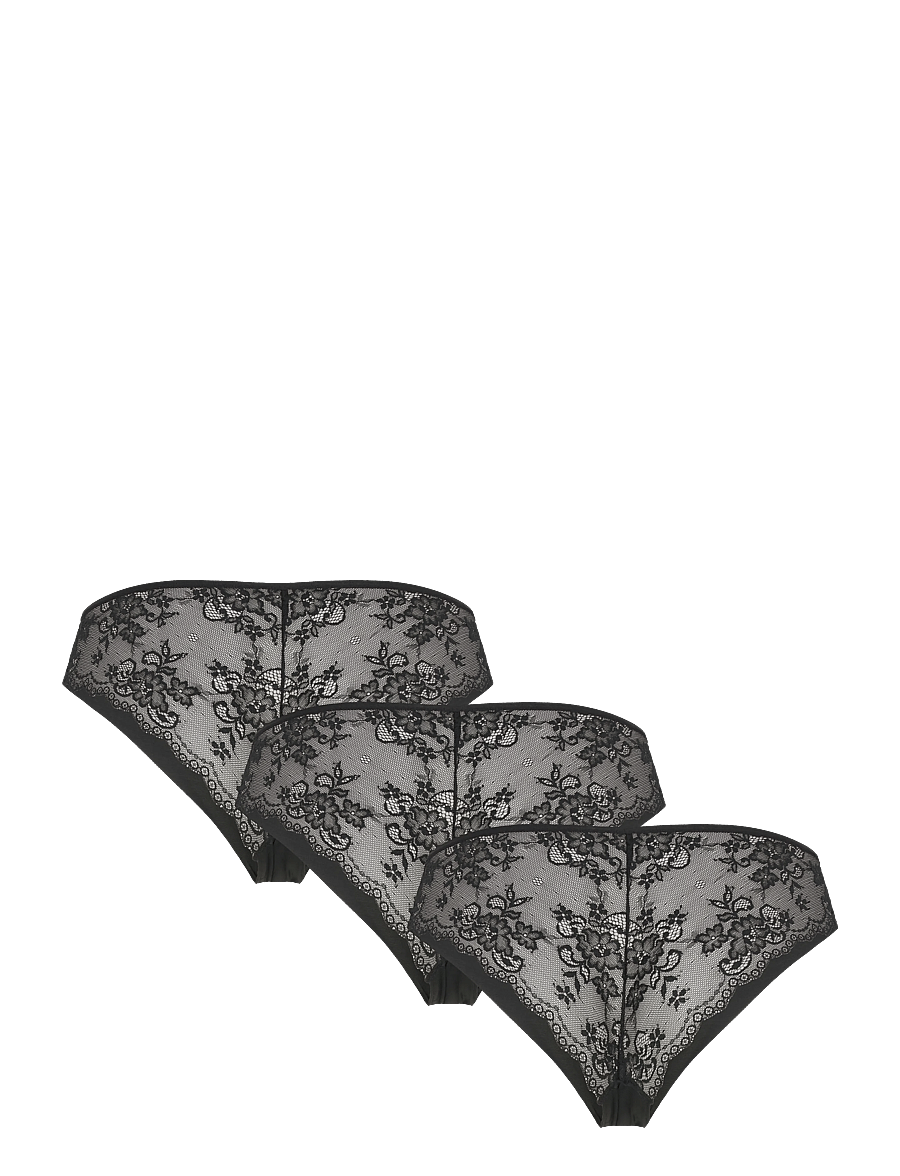 Hunkemöller - 3-pack Invisible Brasilian Lace Back - brazilian slips - black - 2