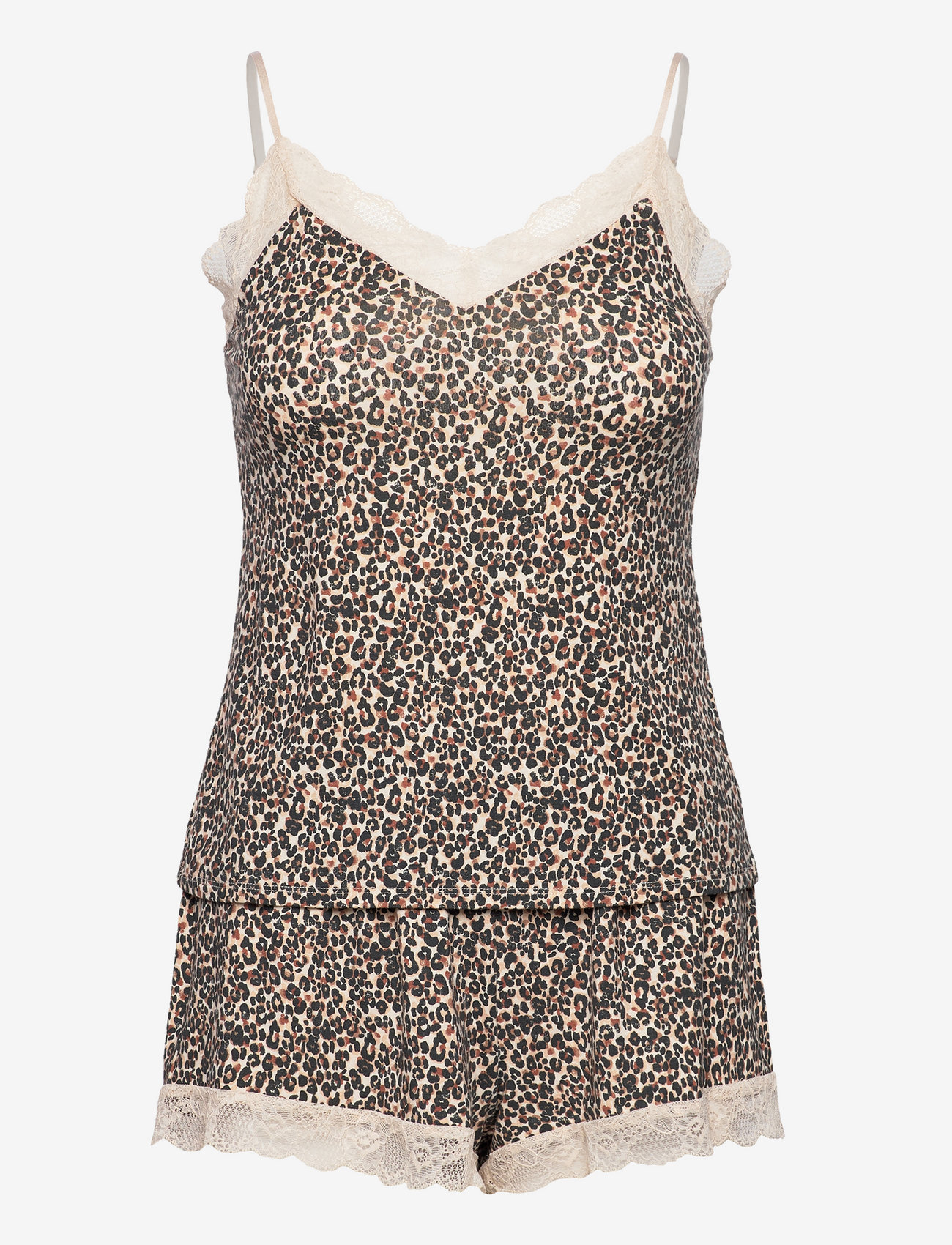 Hunkemöller - PJ CAMI SHORT VISCOSE LEOPARD - tapioca - 1