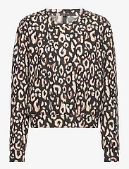 Hunkemöller - Top LS Brushed Jersey Leopard - long-sleeved tops - black - 0