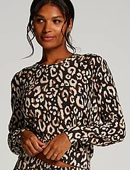 Hunkemöller - Top LS Brushed Jersey Leopard - long-sleeved tops - black - 2
