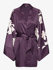 Hunkemöller - Kimono Satin Isla Flower - syntymäpäivälahjat - italian plum - 0