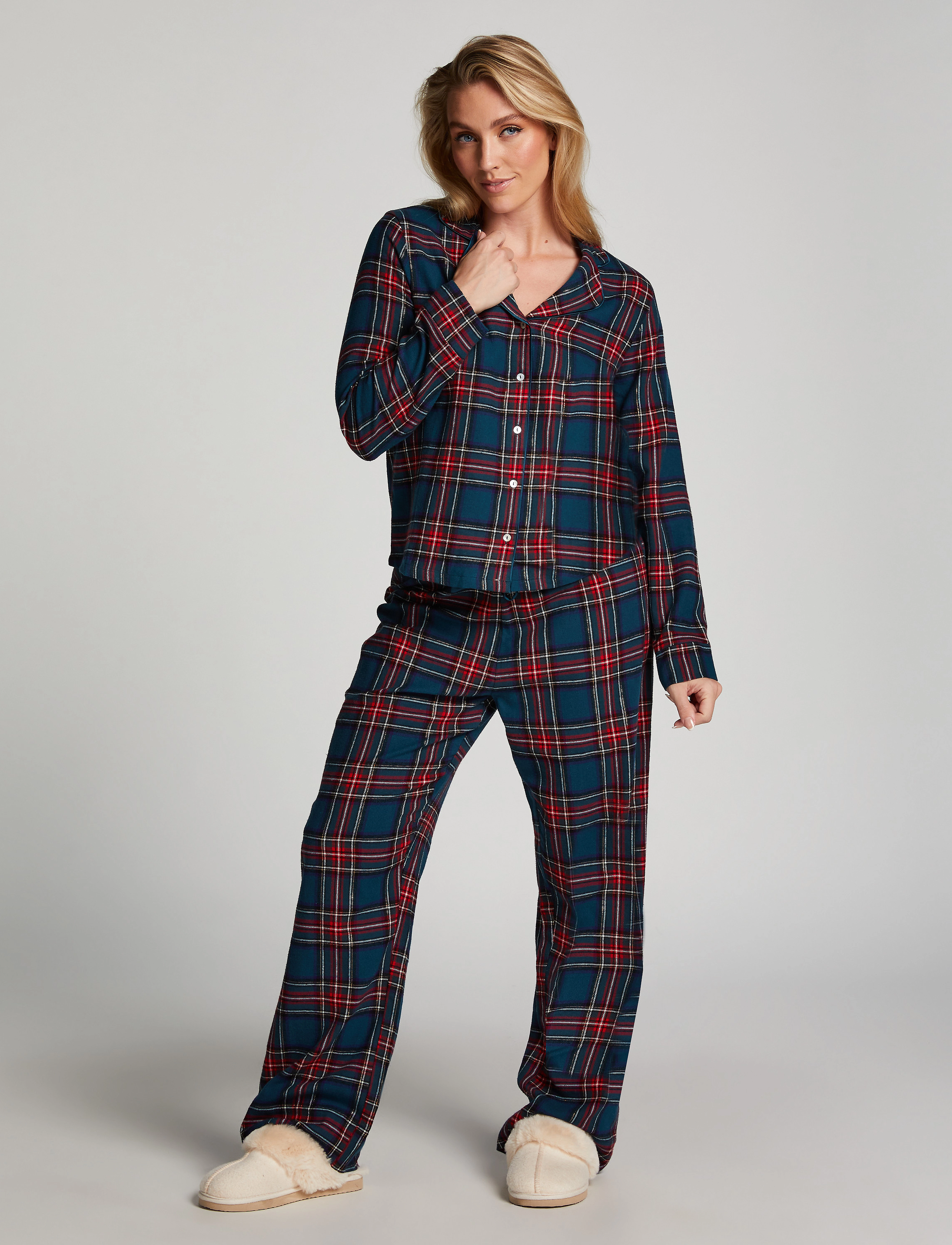 Hunkemöller - PJ Flannel Twill Check - pyjamas - reflecting pond - 4