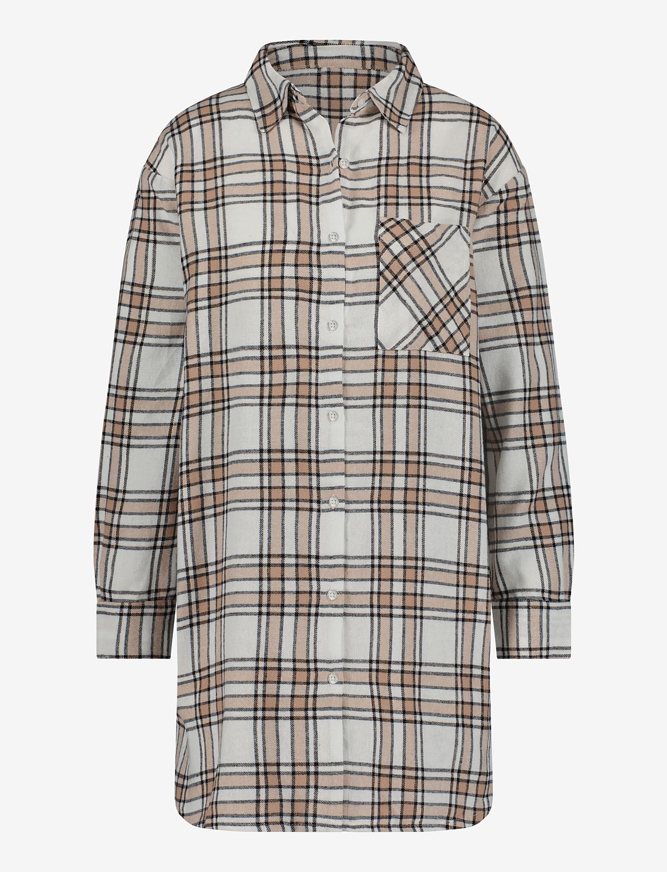 Hunkemöller - NS LS Boyfriend Twill Check - lowest prices - oatmeal melee - 0