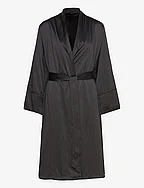 Robe Long Satin Fleece - BLACK
