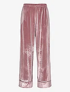 Pant Shiny Velours Piping - ROSE BROWN