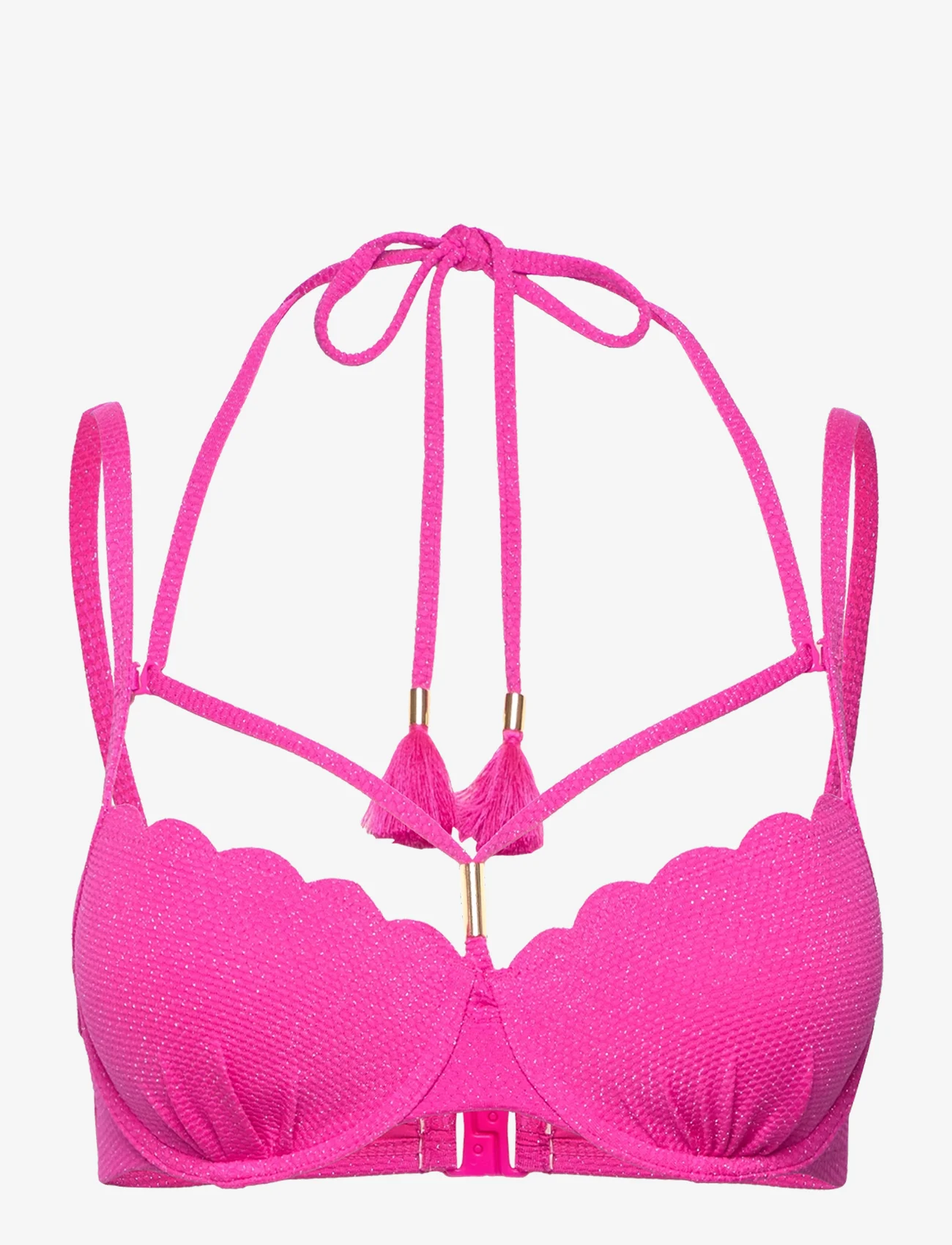 Hunkemöller - Scallop lurex pd - bikinitopp med spiler - hot pink - 0