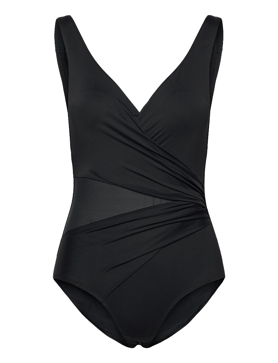 Hunkemöller - SHELL MESH SHAPING BS - badeanzüge - black - 1