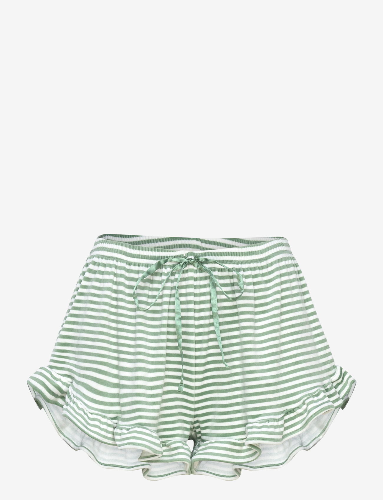 Hunkemöller - Short Velours Ruffle Stripe - green bay - 1