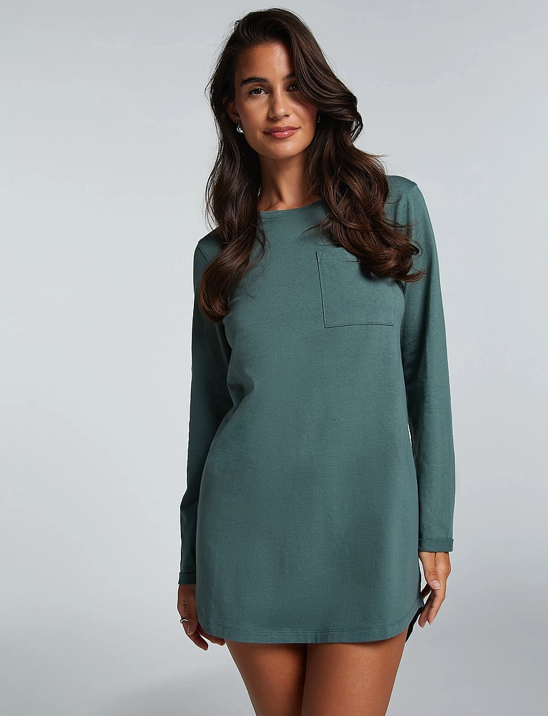 Hunkemöller - Nightie Ls Pocket - natkjoler - dark forest - 0