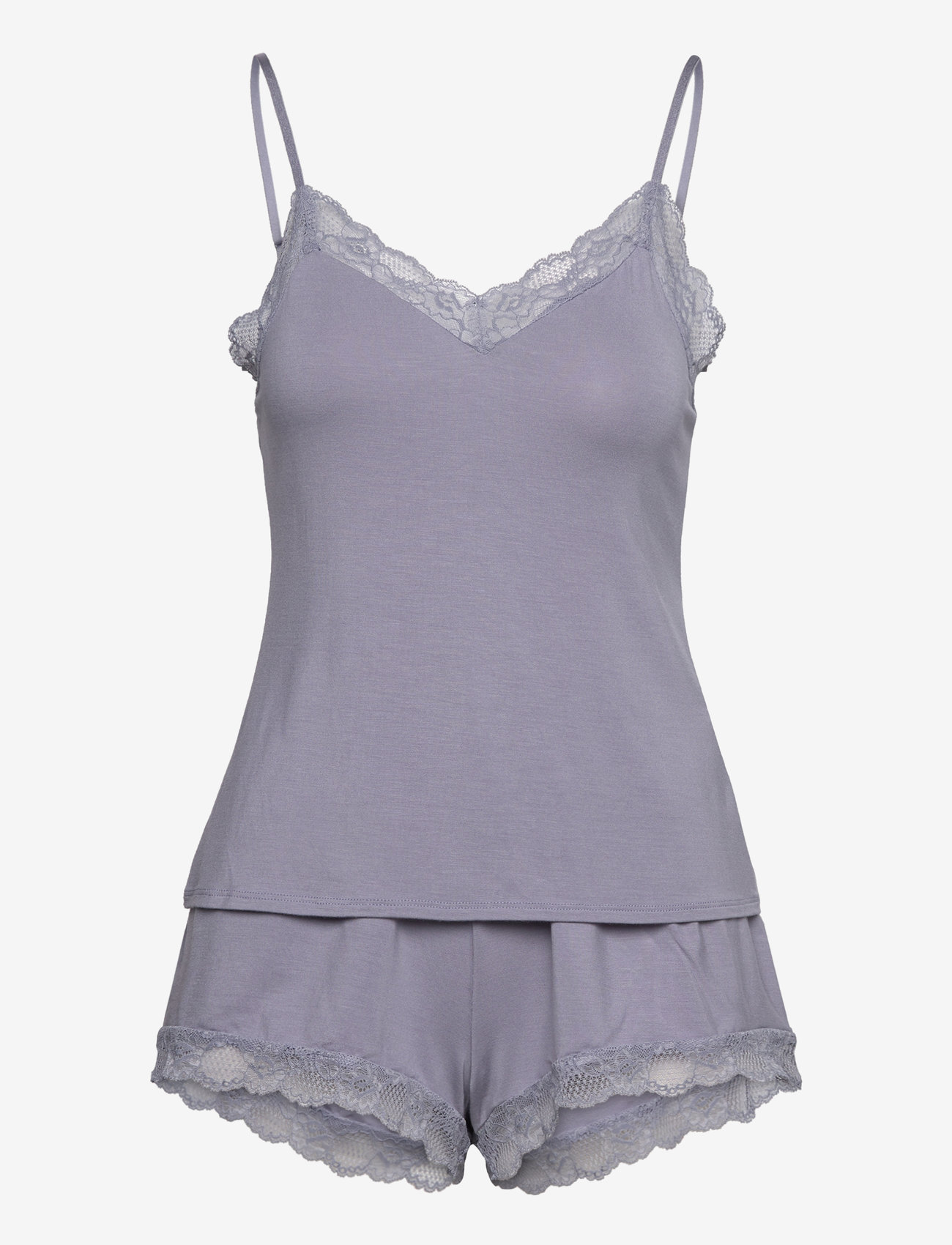 Hunkemöller - PJ CAMI SHORT VISCOSE LACE - silver bullet - 1