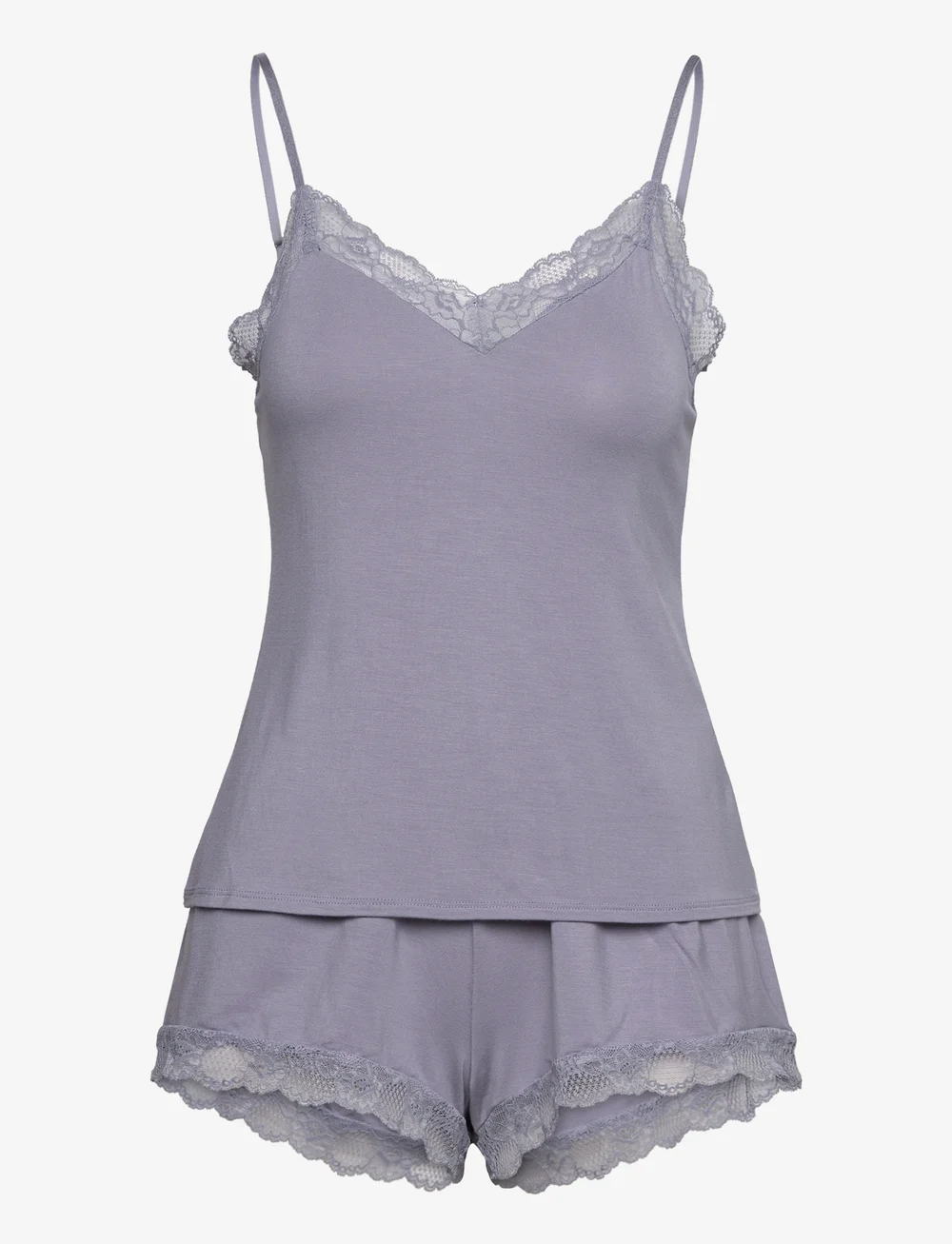 Hunkemöller - PJ CAMI SHORT VISCOSE LACE - pyjamas - silver bullet - 1