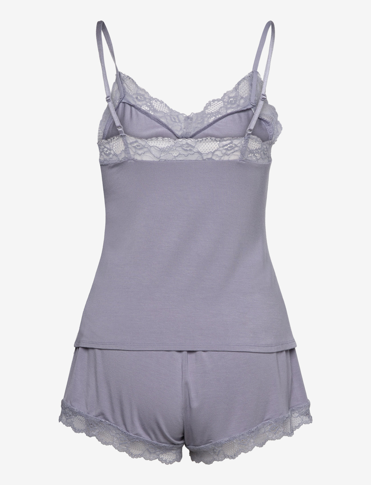 Hunkemöller - PJ CAMI SHORT VISCOSE LACE - silver bullet - 2