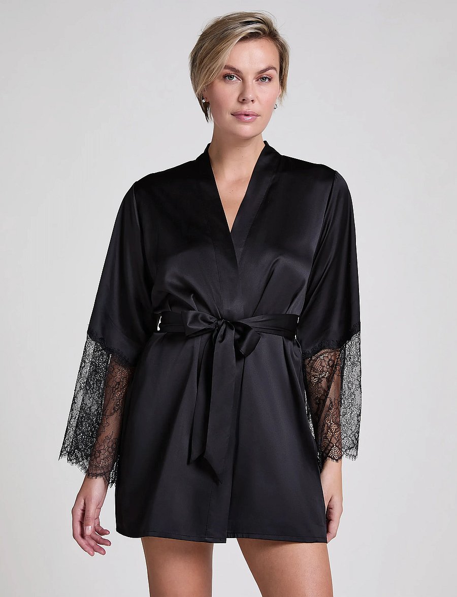 Hunkemöller - Satin Kimono - kimonot - caviar - 0