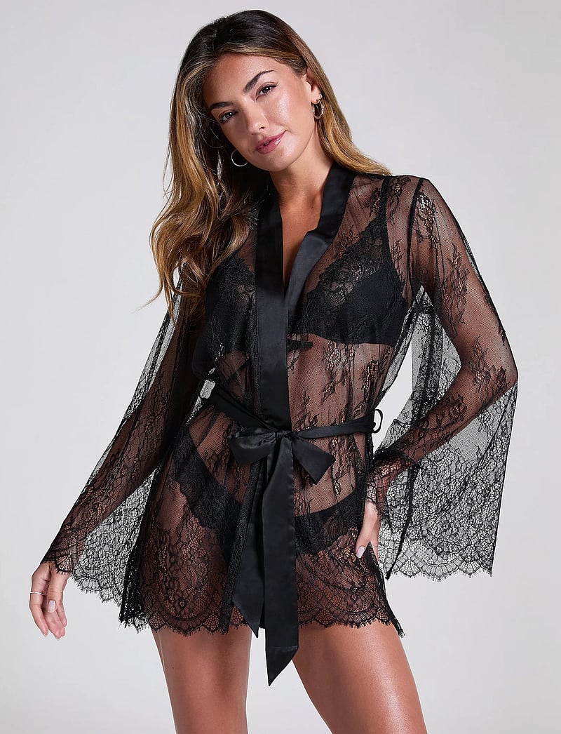 Hunkemöller - Kimono Allover Lace - kimonos - caviar - 0