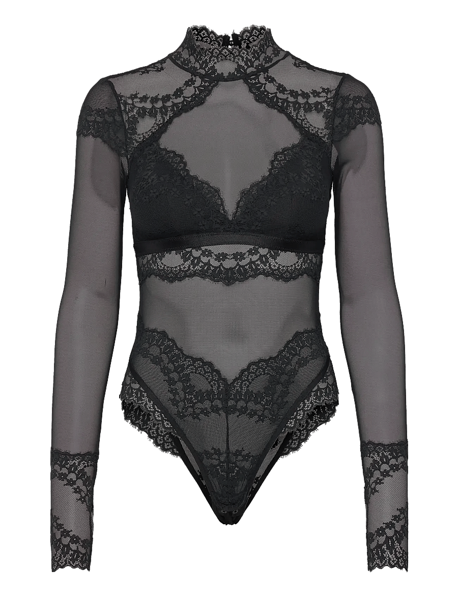 Hunkemöller - Daisy Ls Body - bodies & underkjoler - caviar - 1