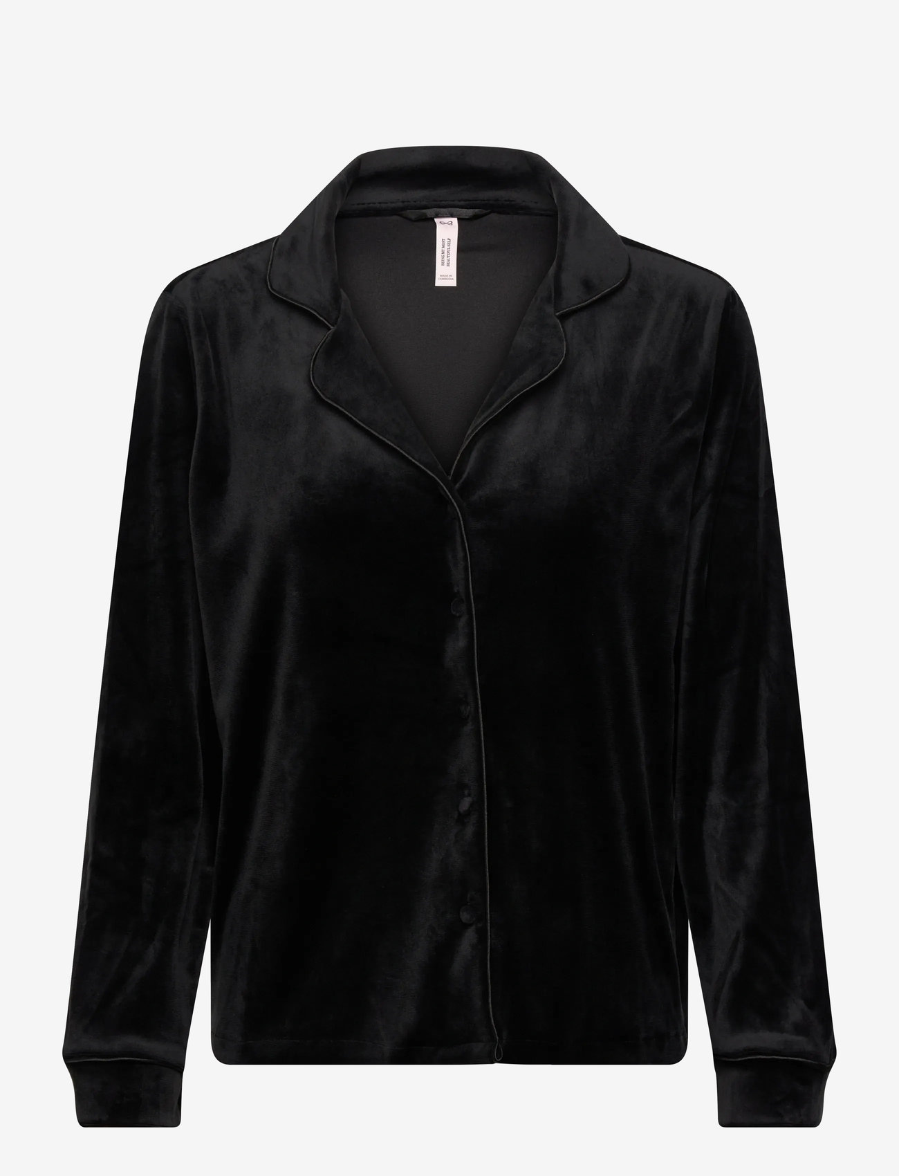 Hunkemöller - JACKET LS VELOURS PIPING - oberteile - black - 1