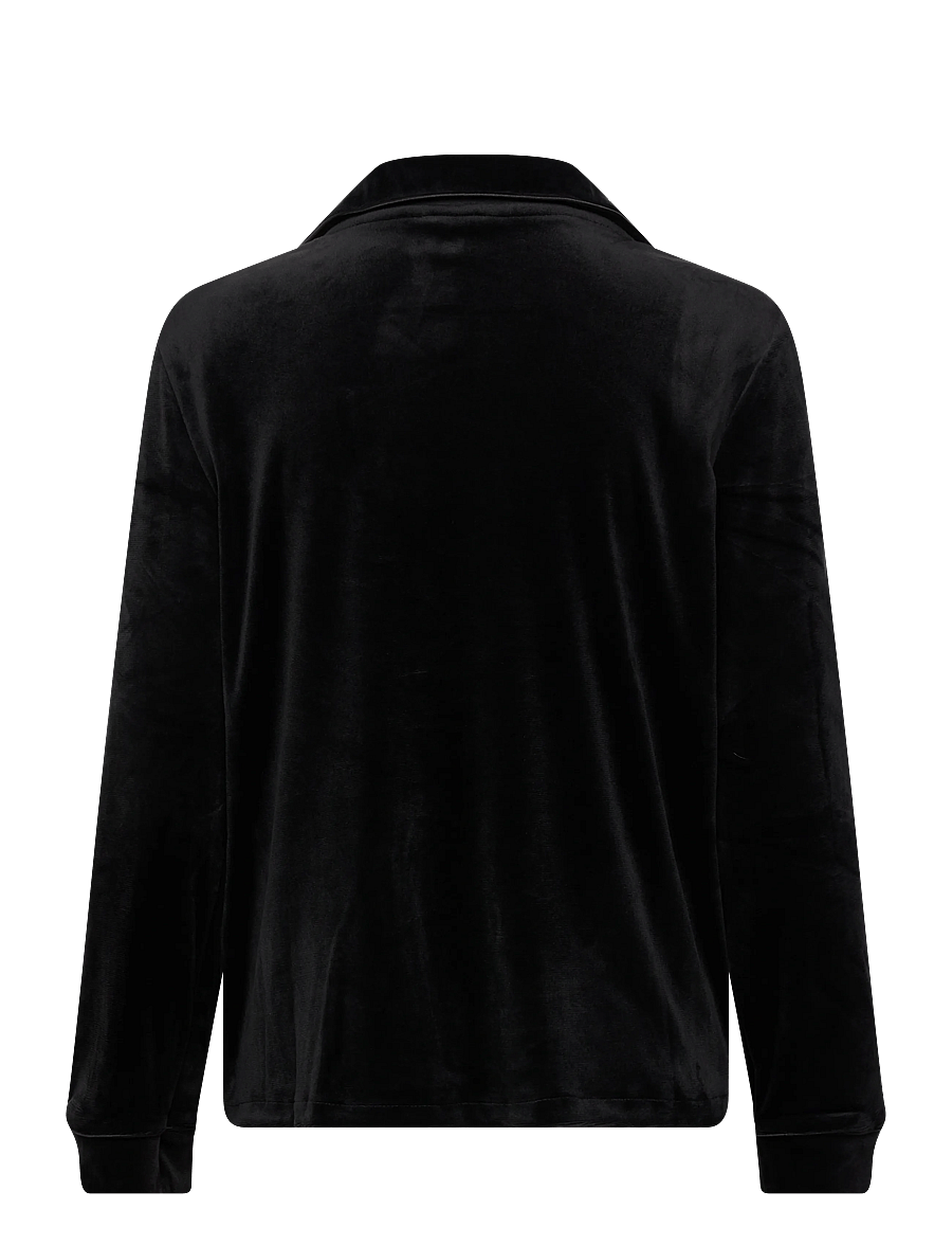 Hunkemöller - JACKET LS VELOURS PIPING - oberteile - black - 2